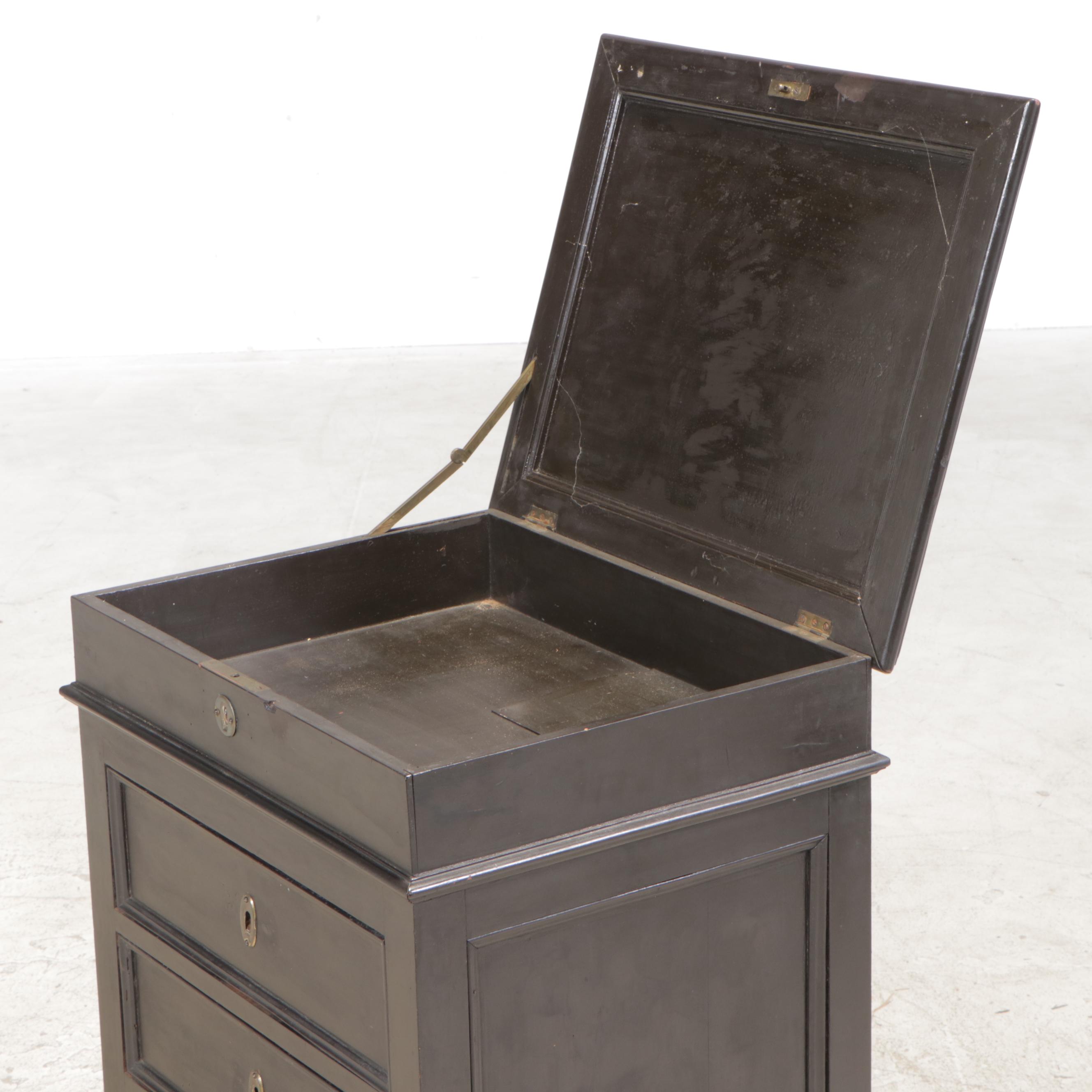French Ebonized Lift-Top Side Cabinet, Late 19th/Early 20th Century and Adapted