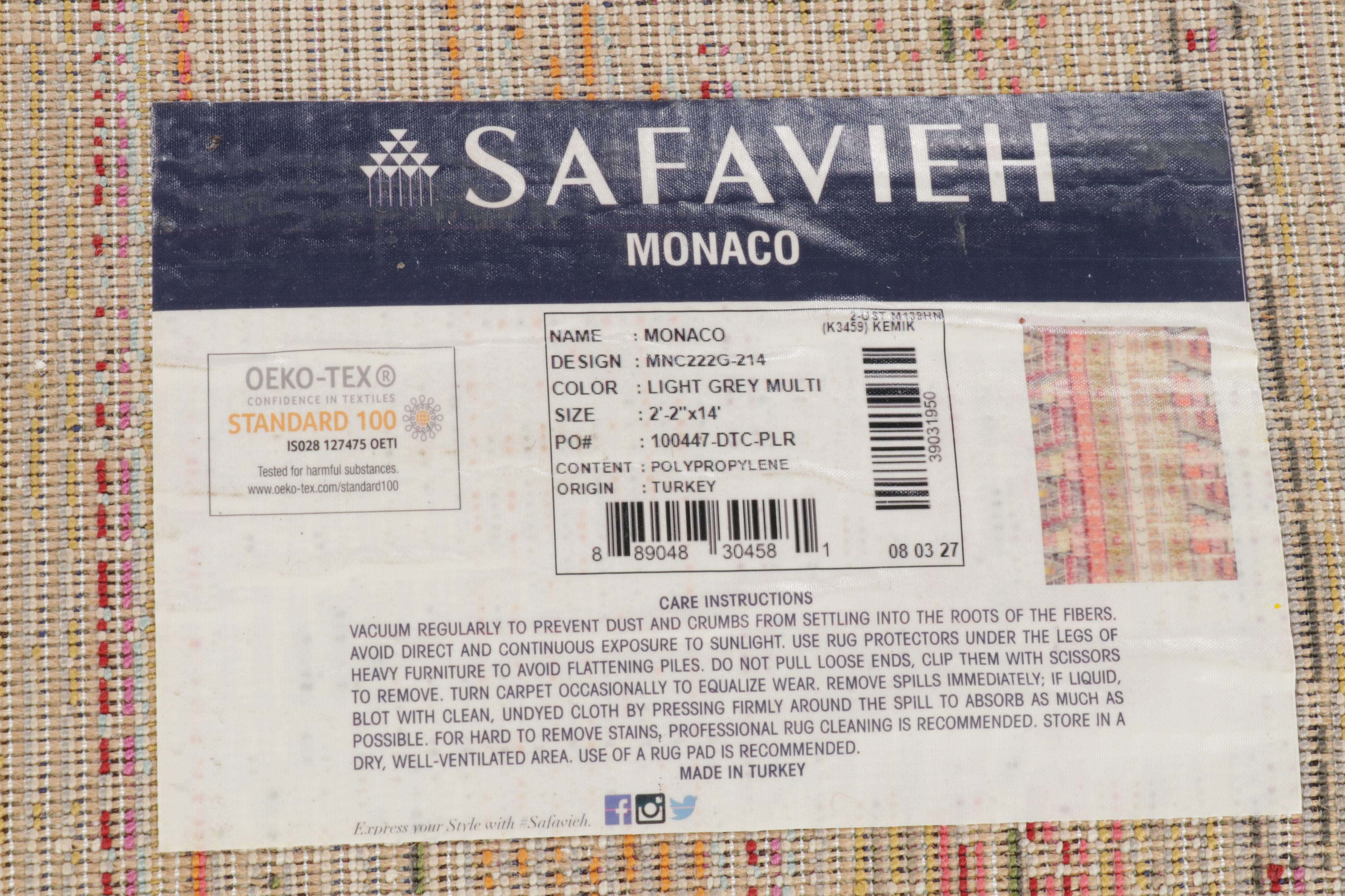 2'2 x 14'1 Machine Made Safavieh "Monaco" Carpet Runner