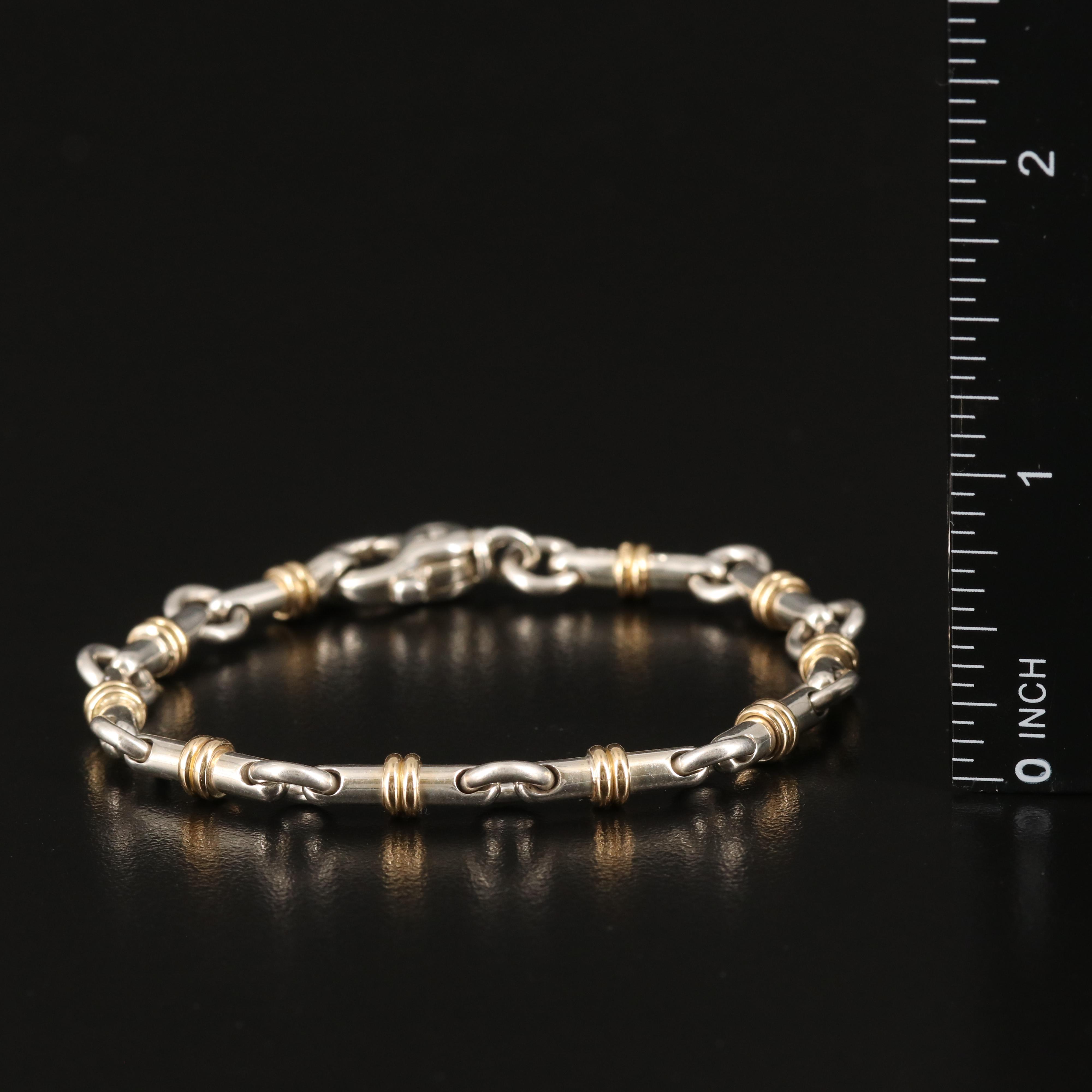 Tiffany & Co. Sterling and 18K Bar Link Bracelet and Infinity Earrings