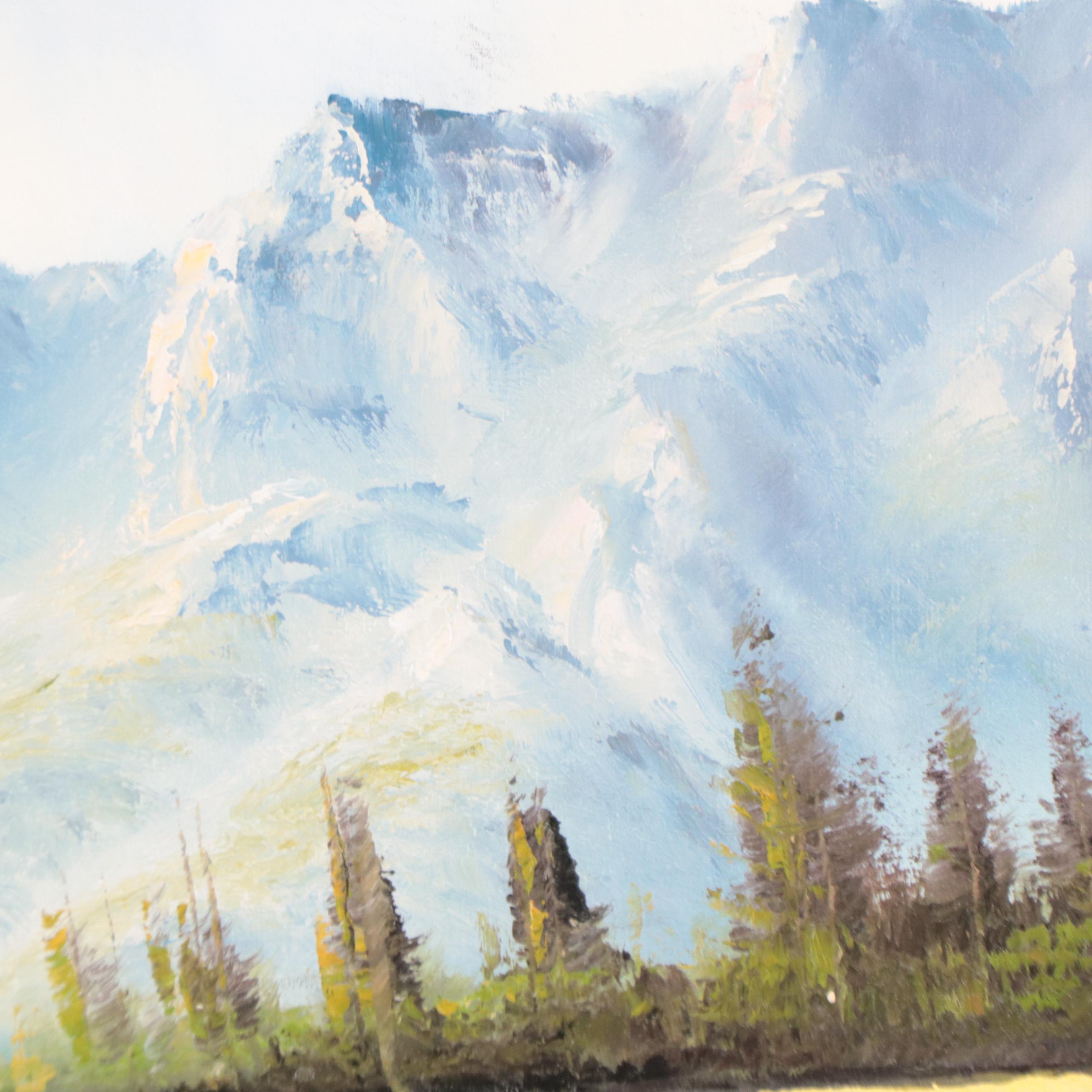 Georgean Forest Landscape Oil Painting, Late 20th Century