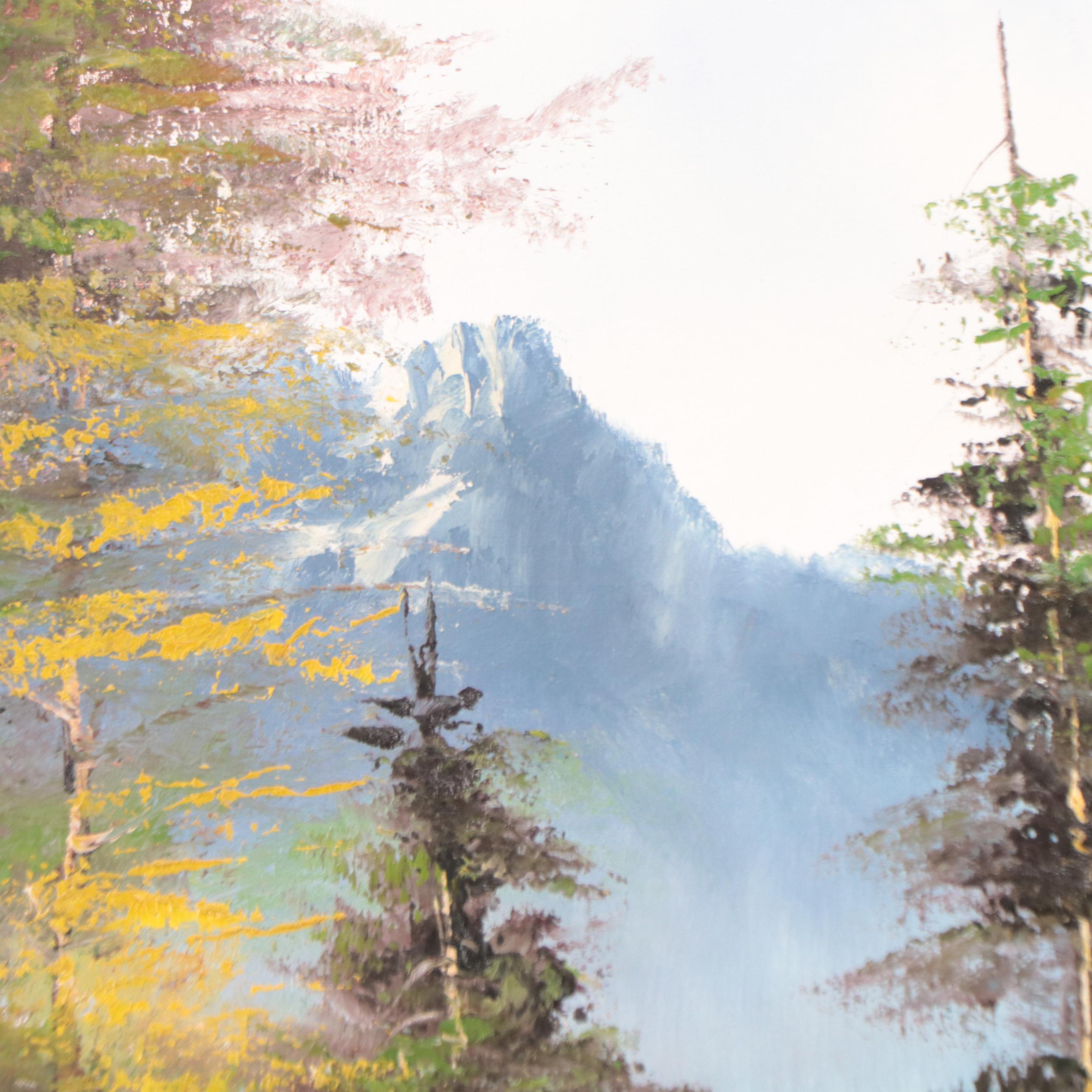 Georgean Forest Landscape Oil Painting, Late 20th Century