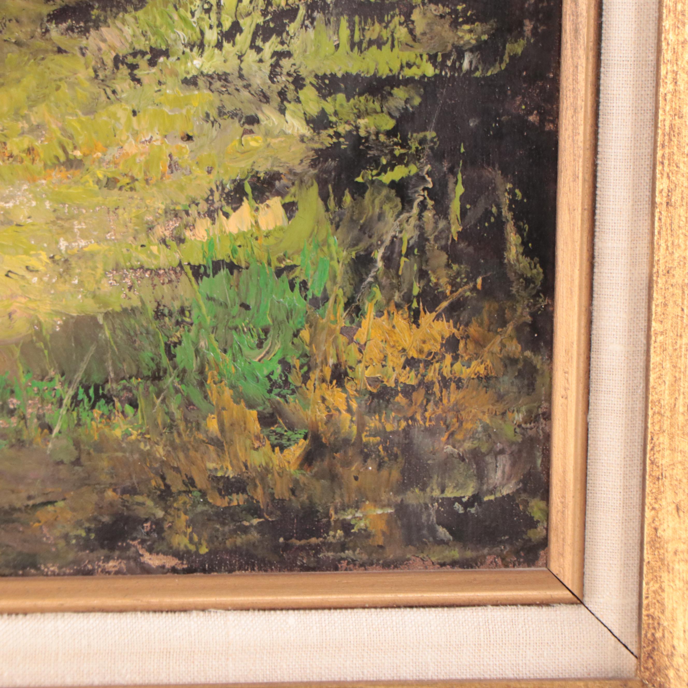 Georgean Forest Landscape Oil Painting, Late 20th Century