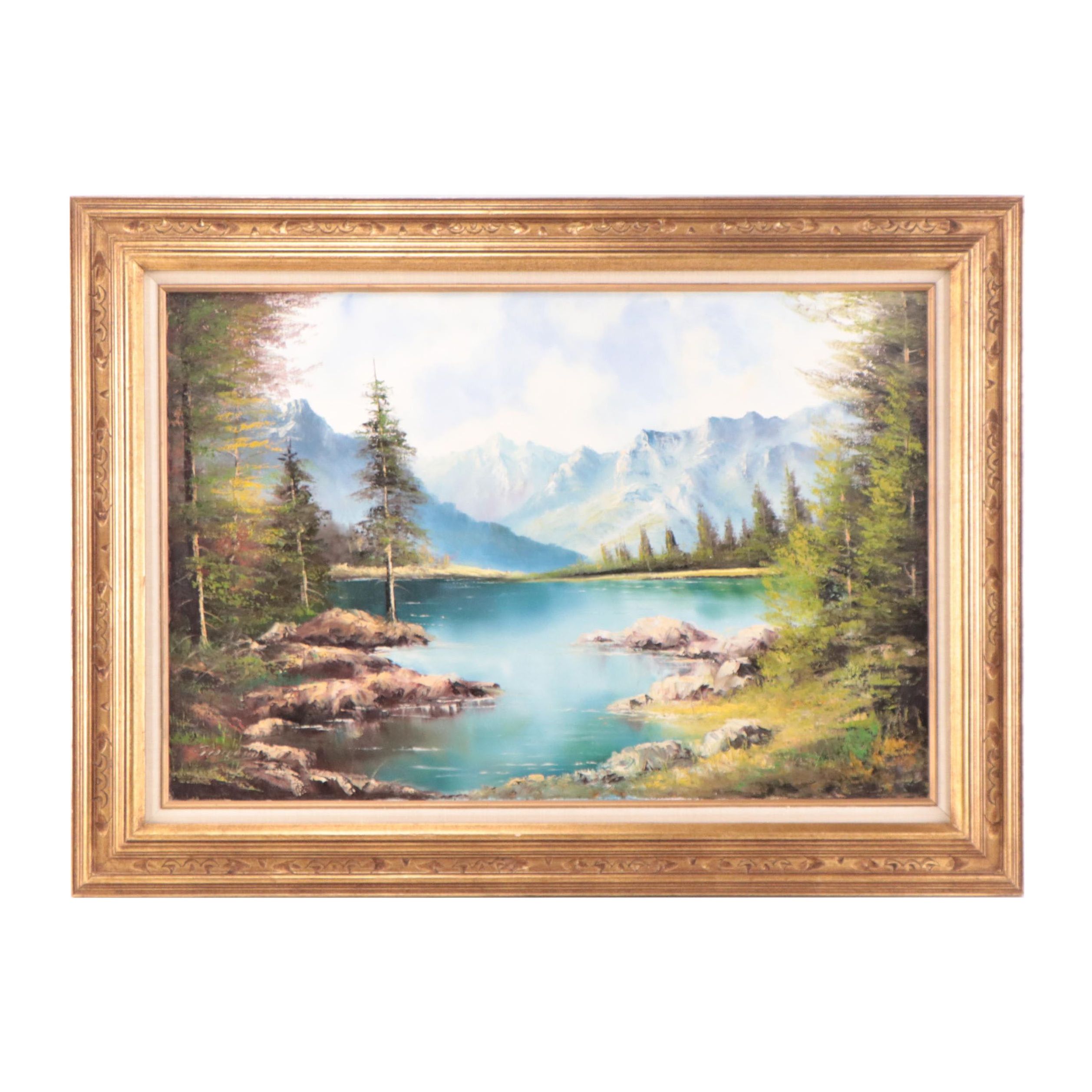 Georgean Forest Landscape Oil Painting, Late 20th Century