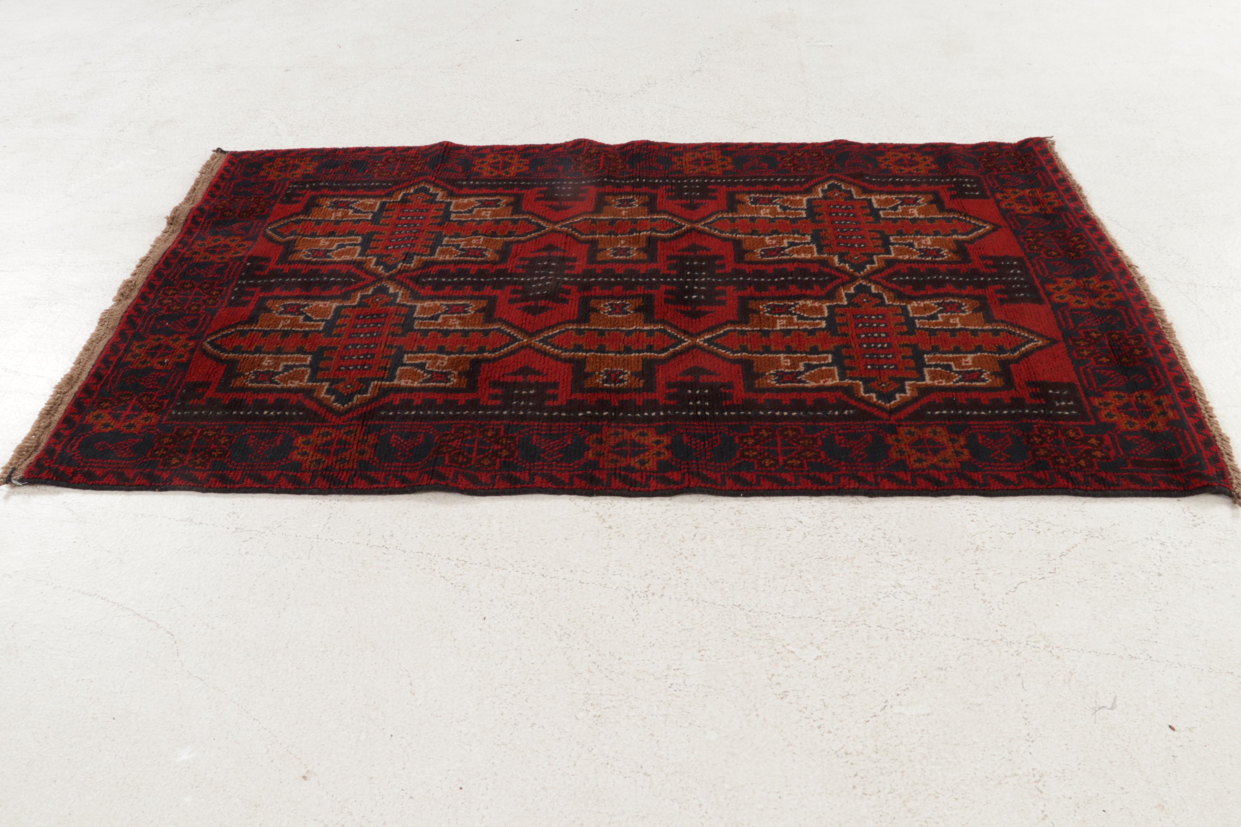 3'6 x 6'2 Hand-Knotted Afghn Taimani Area Rug