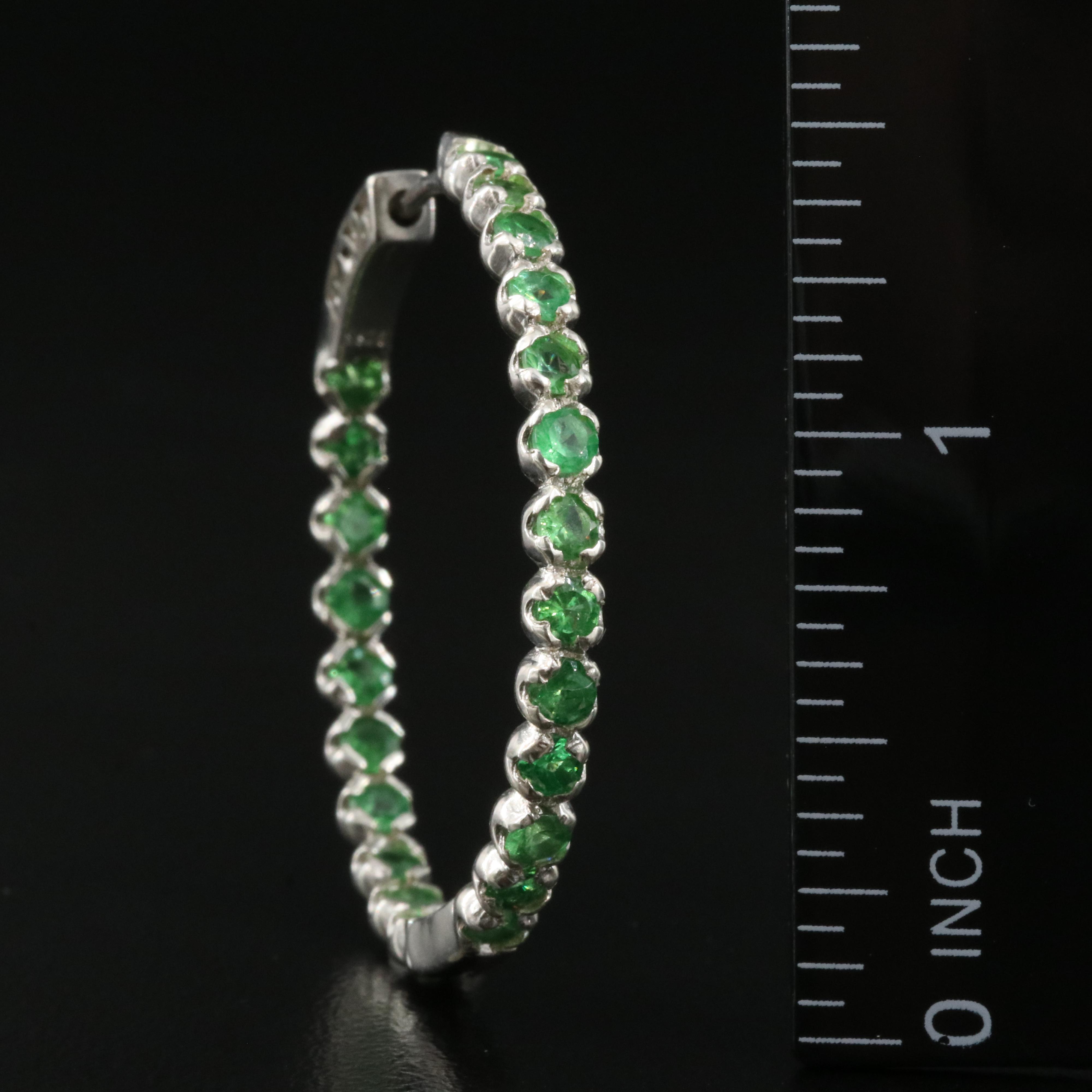 Sterling Emerald and Tsavorite Inside-Out Hoop Earrings
