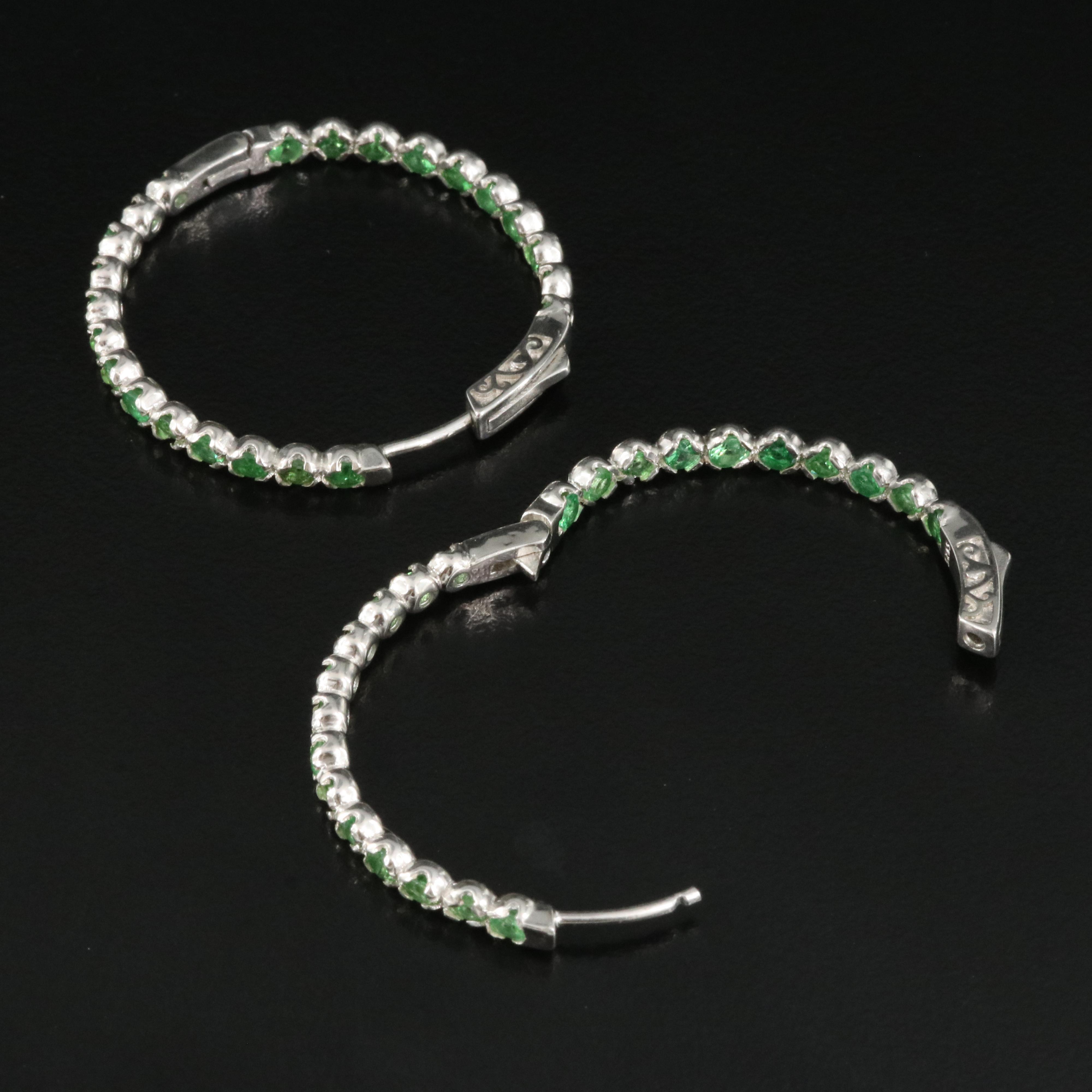Sterling Emerald and Tsavorite Inside-Out Hoop Earrings