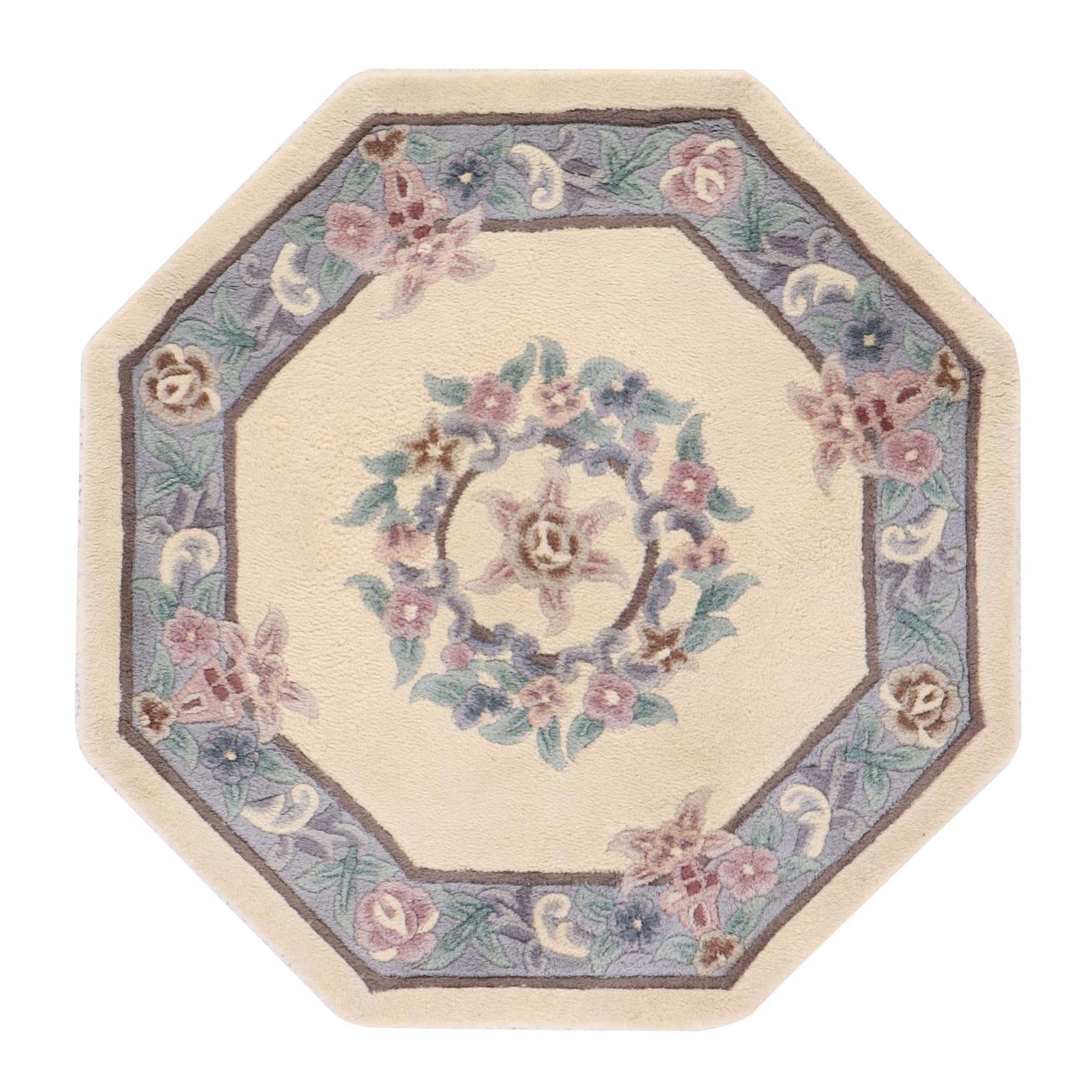 3'3 Octagonal Hand-Tufted Mandarin Classics Chinese Peking Accent Rug
