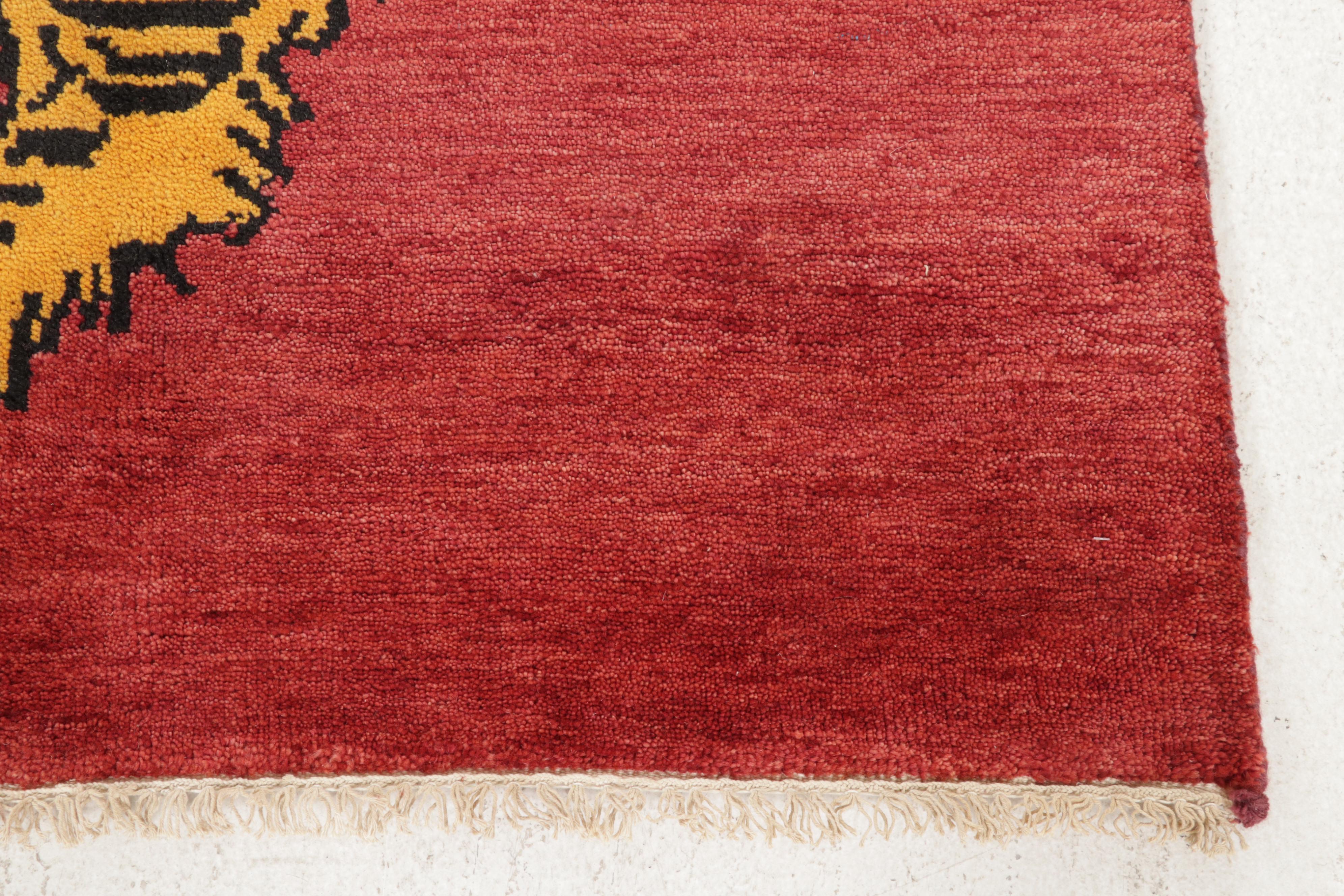 3'11 x 6' Hand-Knotted Tibetan Pictorial Tiger Area Rug