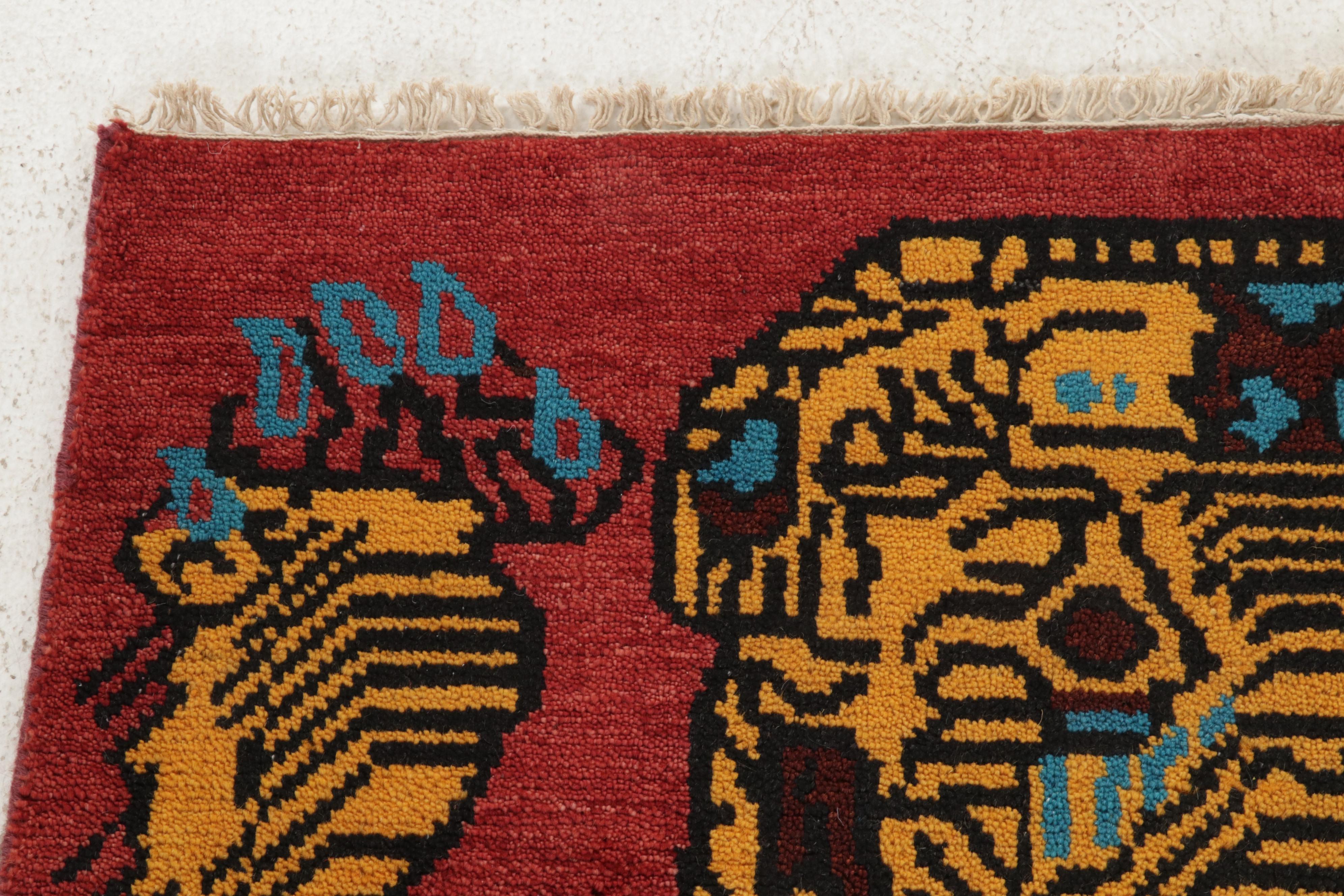 3'11 x 6' Hand-Knotted Tibetan Pictorial Tiger Area Rug