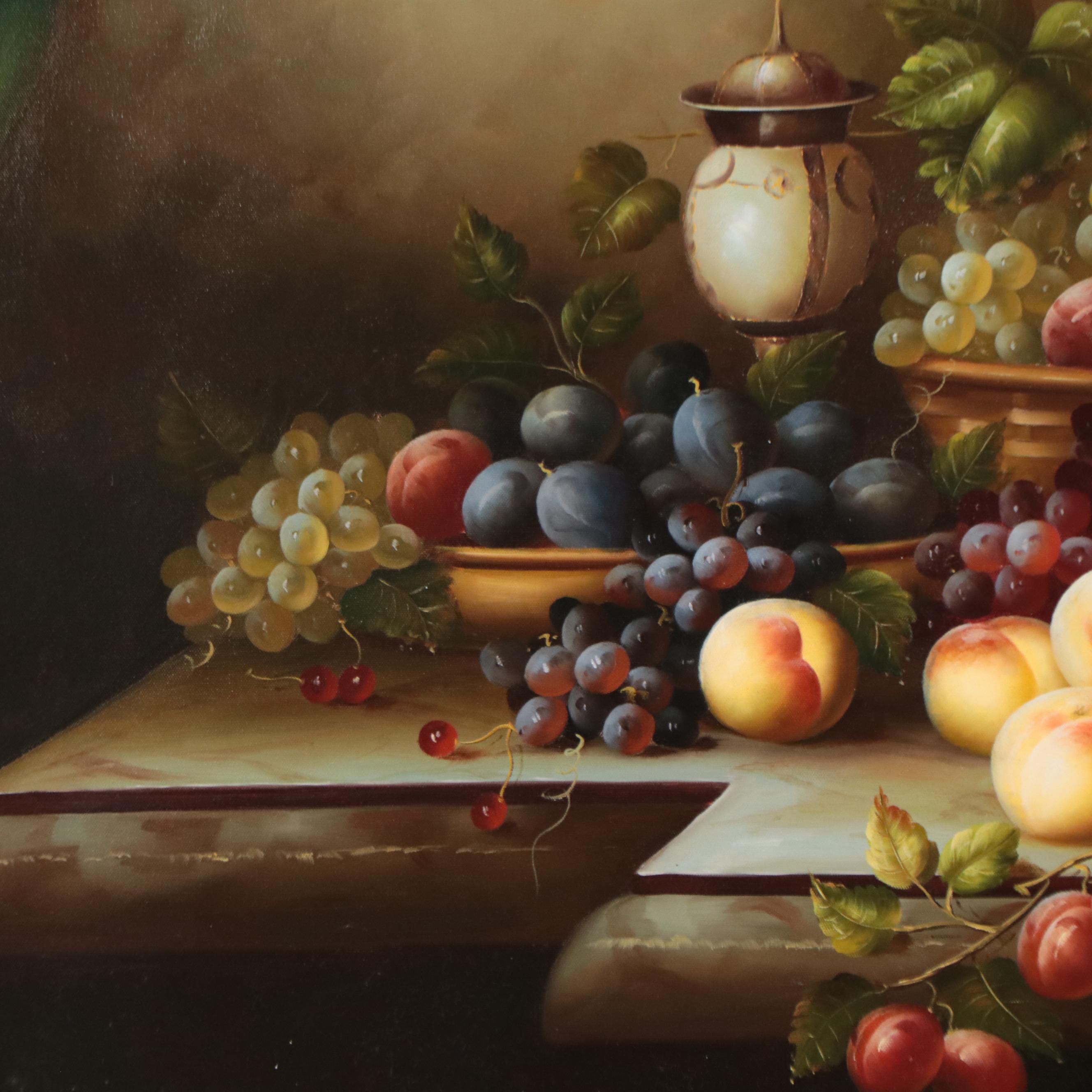 H. Eudie Still Life Oil Painting of Fruit, Late 20th Century