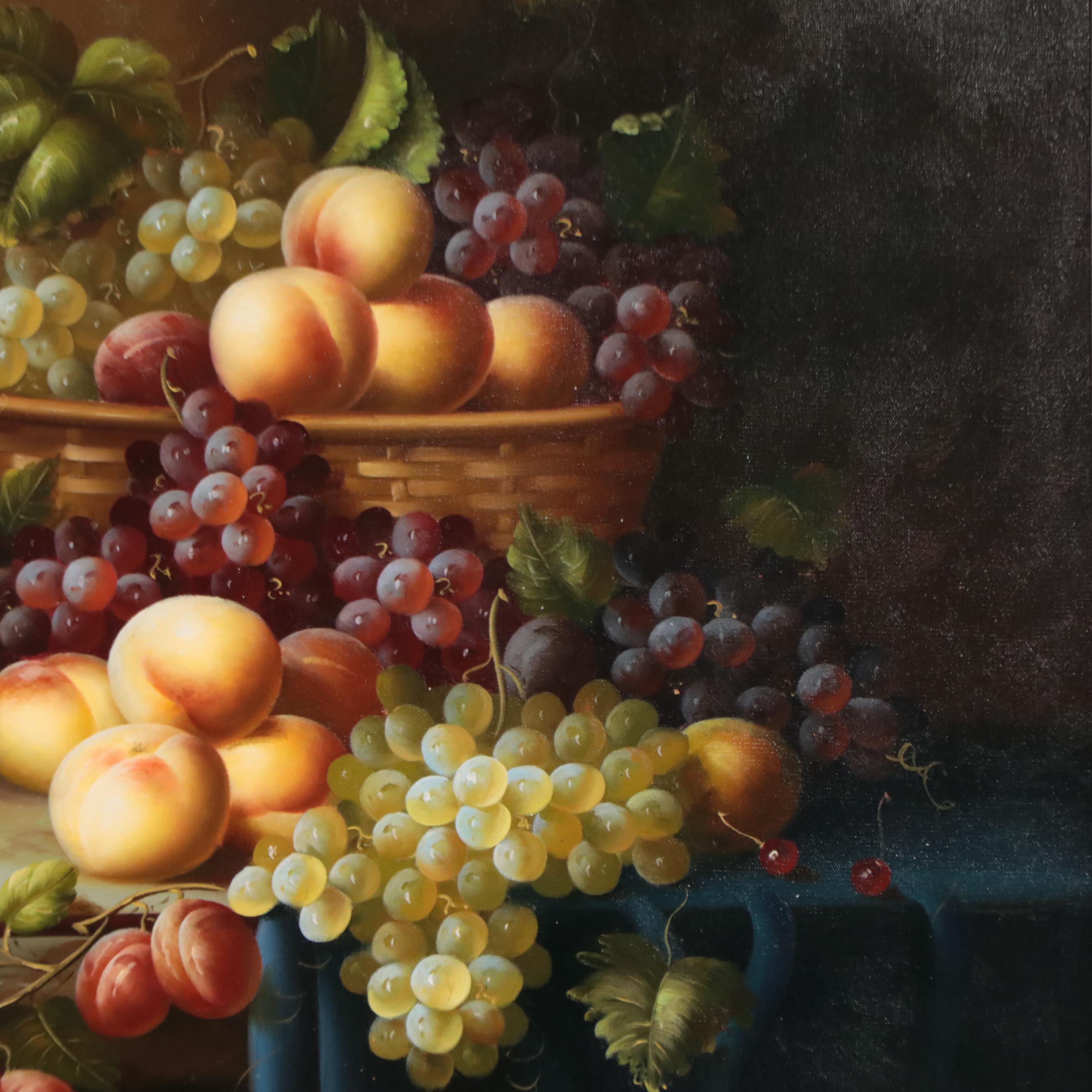 H. Eudie Still Life Oil Painting of Fruit, Late 20th Century
