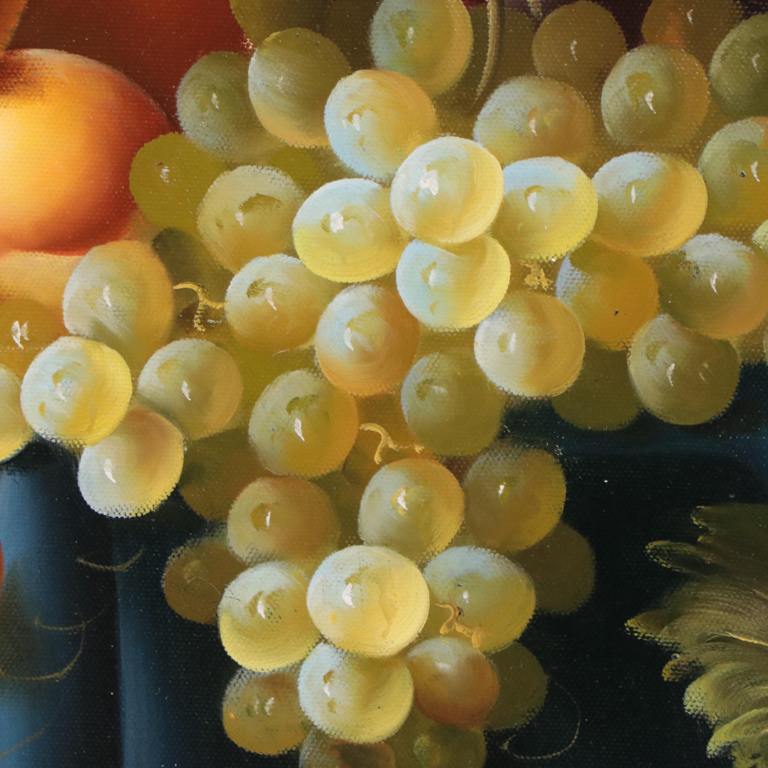 H. Eudie Still Life Oil Painting of Fruit, Late 20th Century