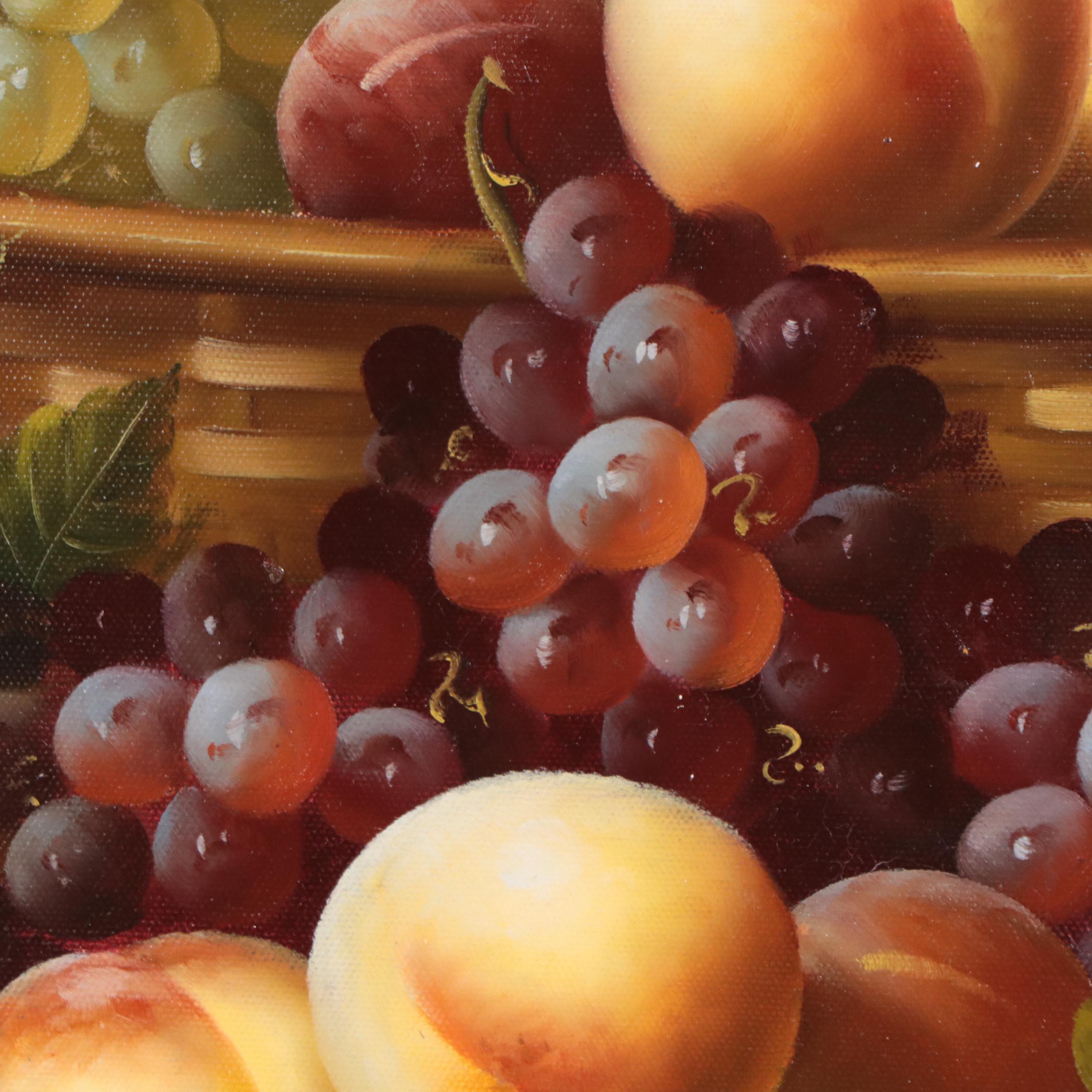 H. Eudie Still Life Oil Painting of Fruit, Late 20th Century