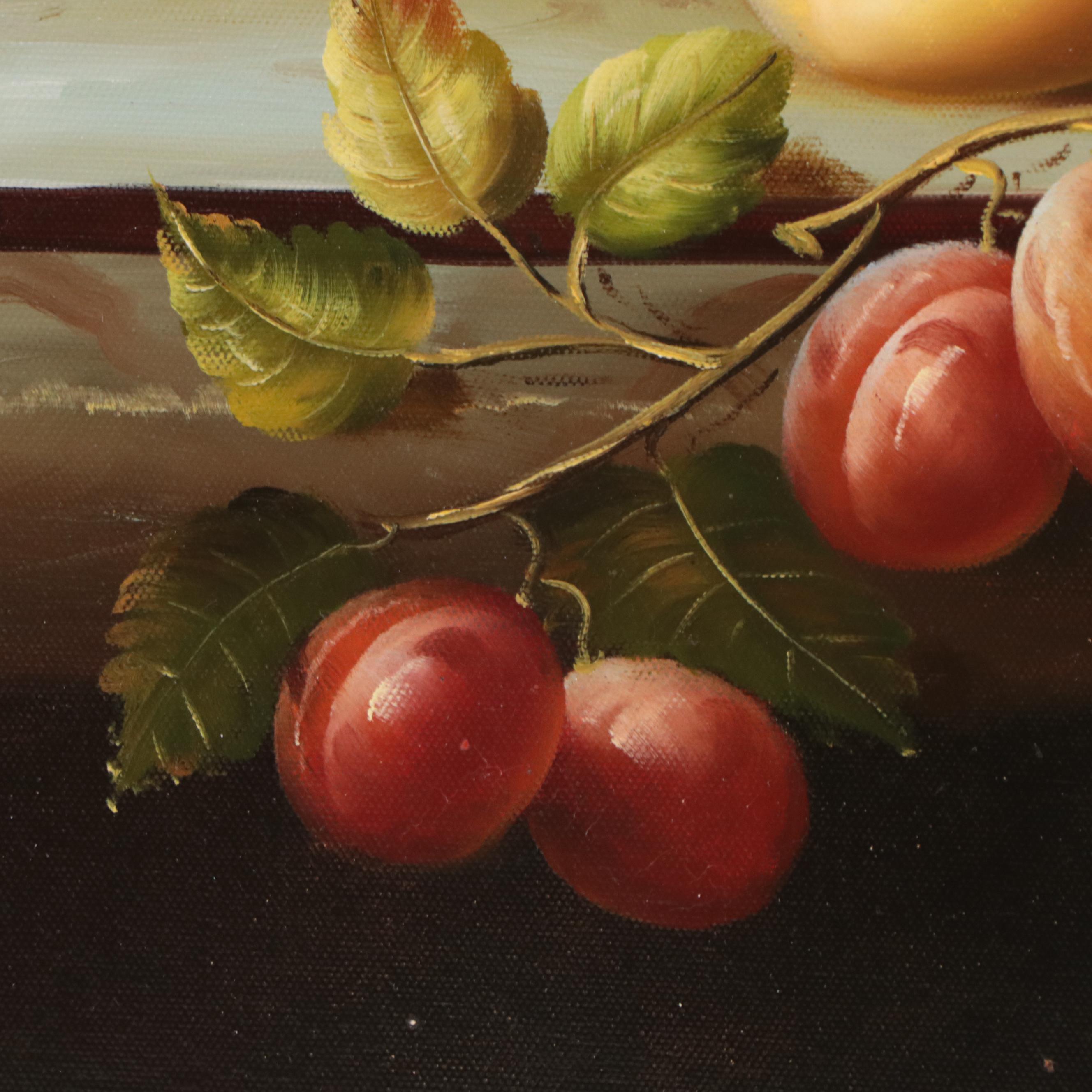 H. Eudie Still Life Oil Painting of Fruit, Late 20th Century