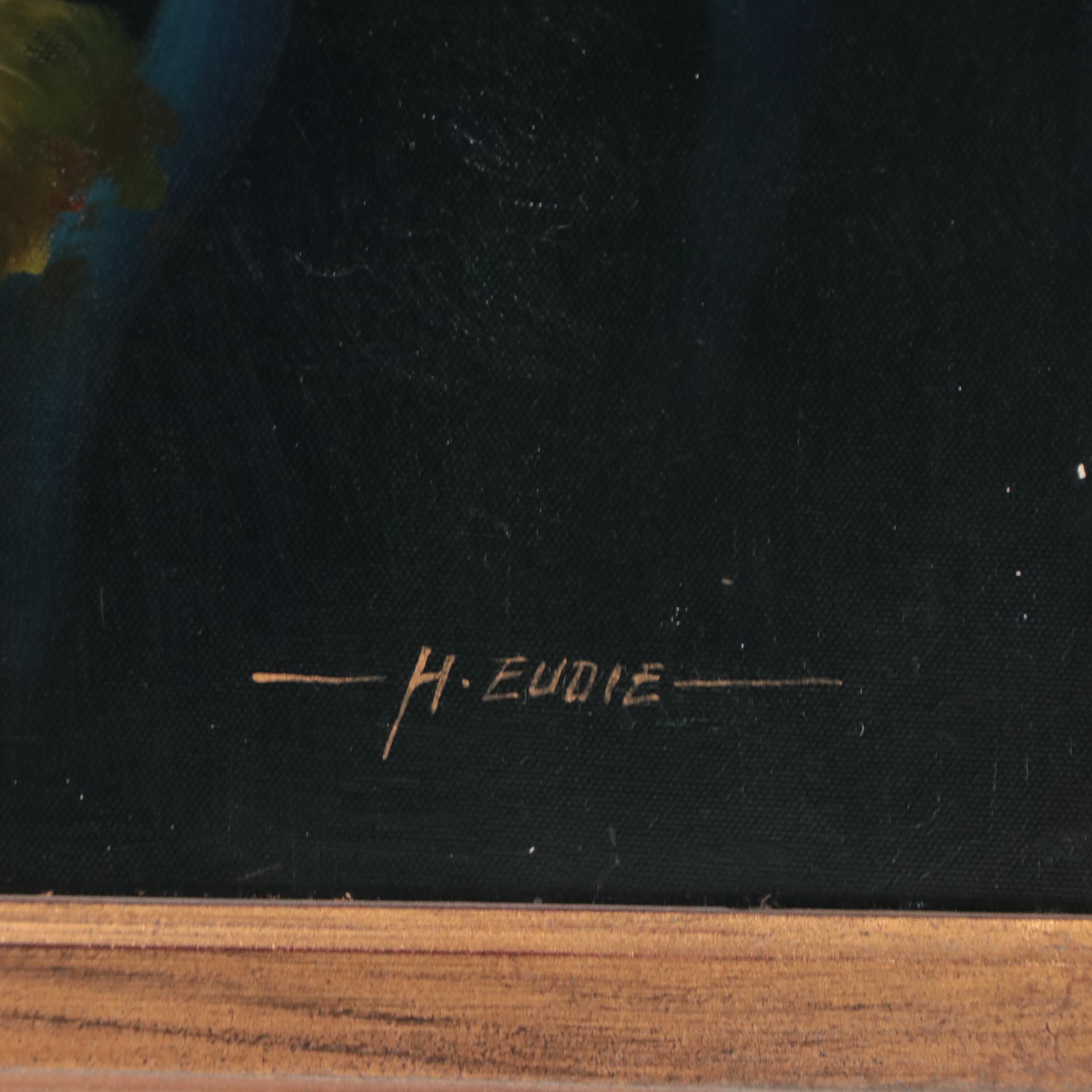 H. Eudie Still Life Oil Painting of Fruit, Late 20th Century