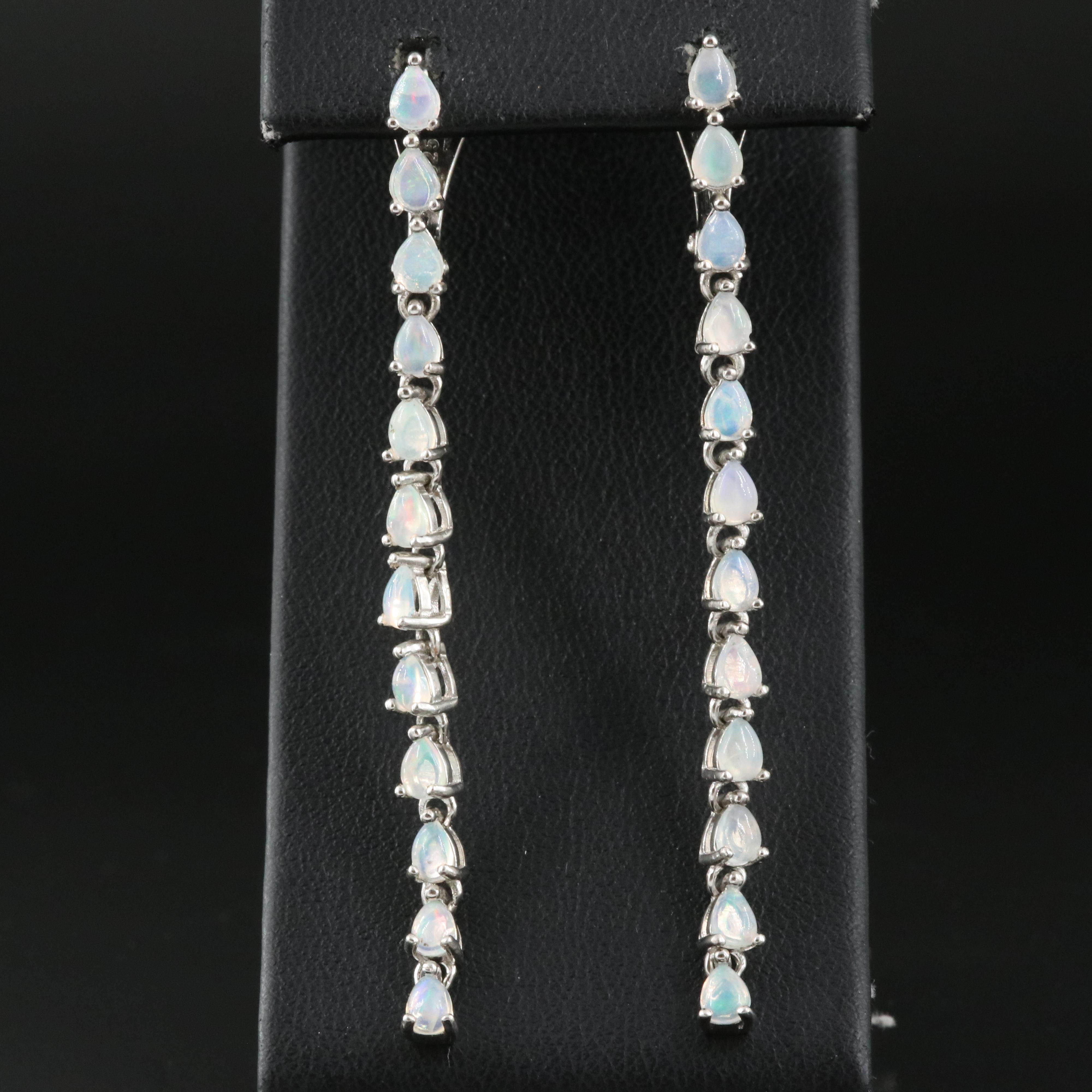 Sterling Opal Line Earrings