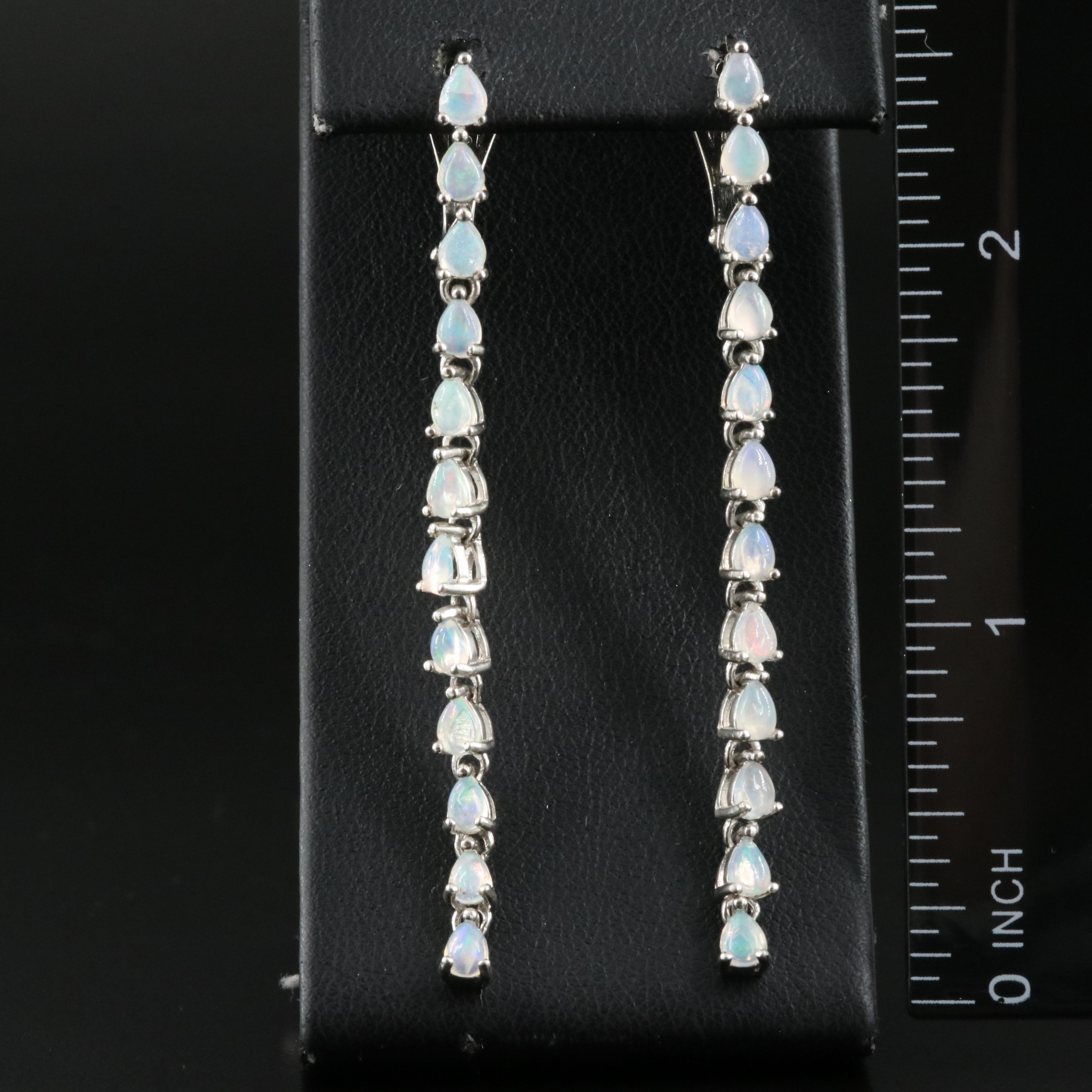 Sterling Opal Line Earrings