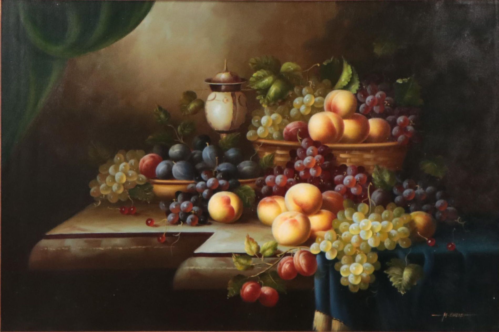 H. Eudie Still Life Oil Painting of Fruit, Late 20th Century