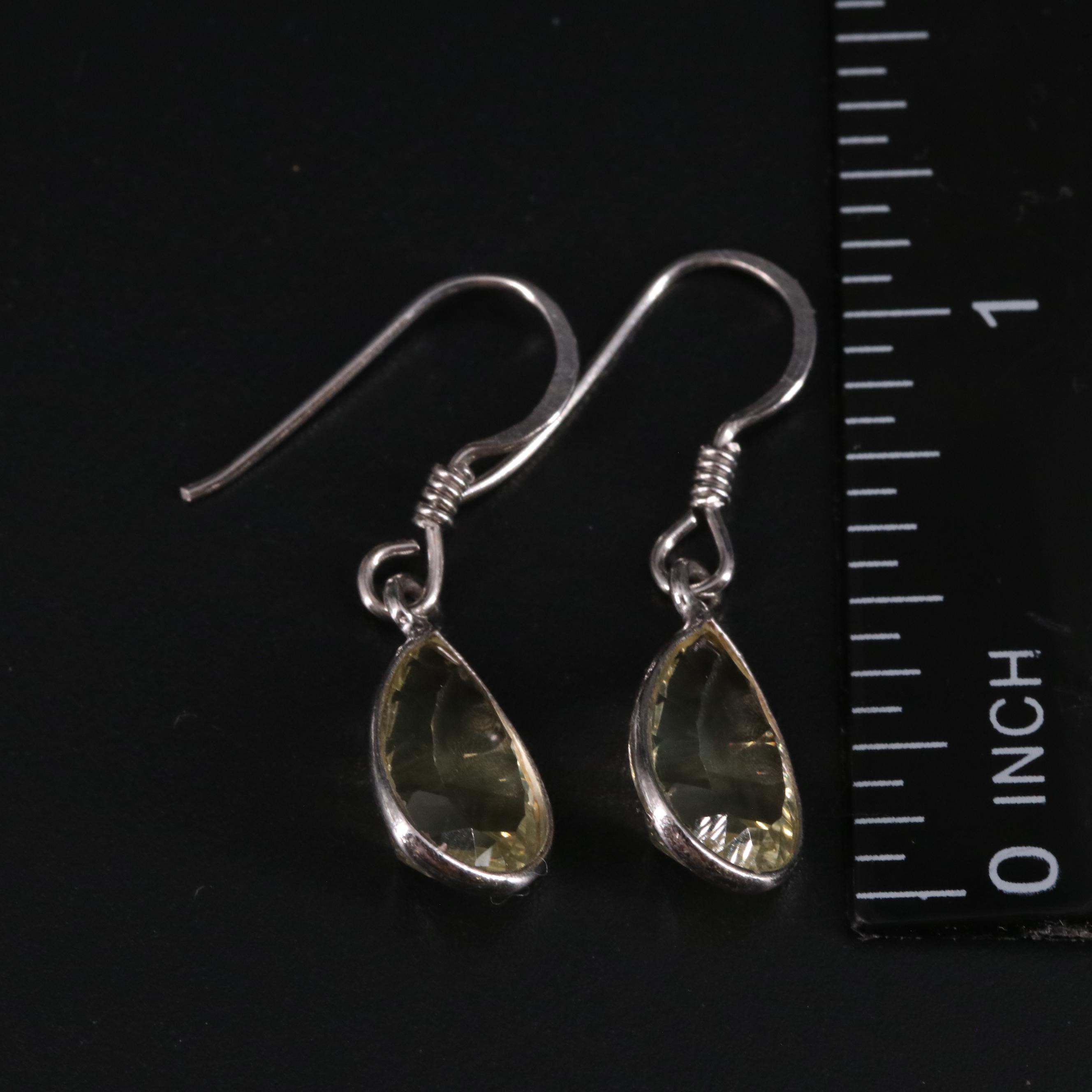 Sterling Lemon Quartz Dangle Earrings