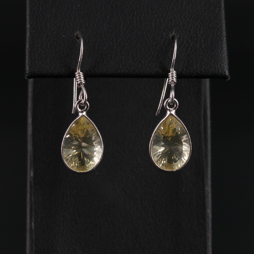 Sterling Lemon Quartz Dangle Earrings