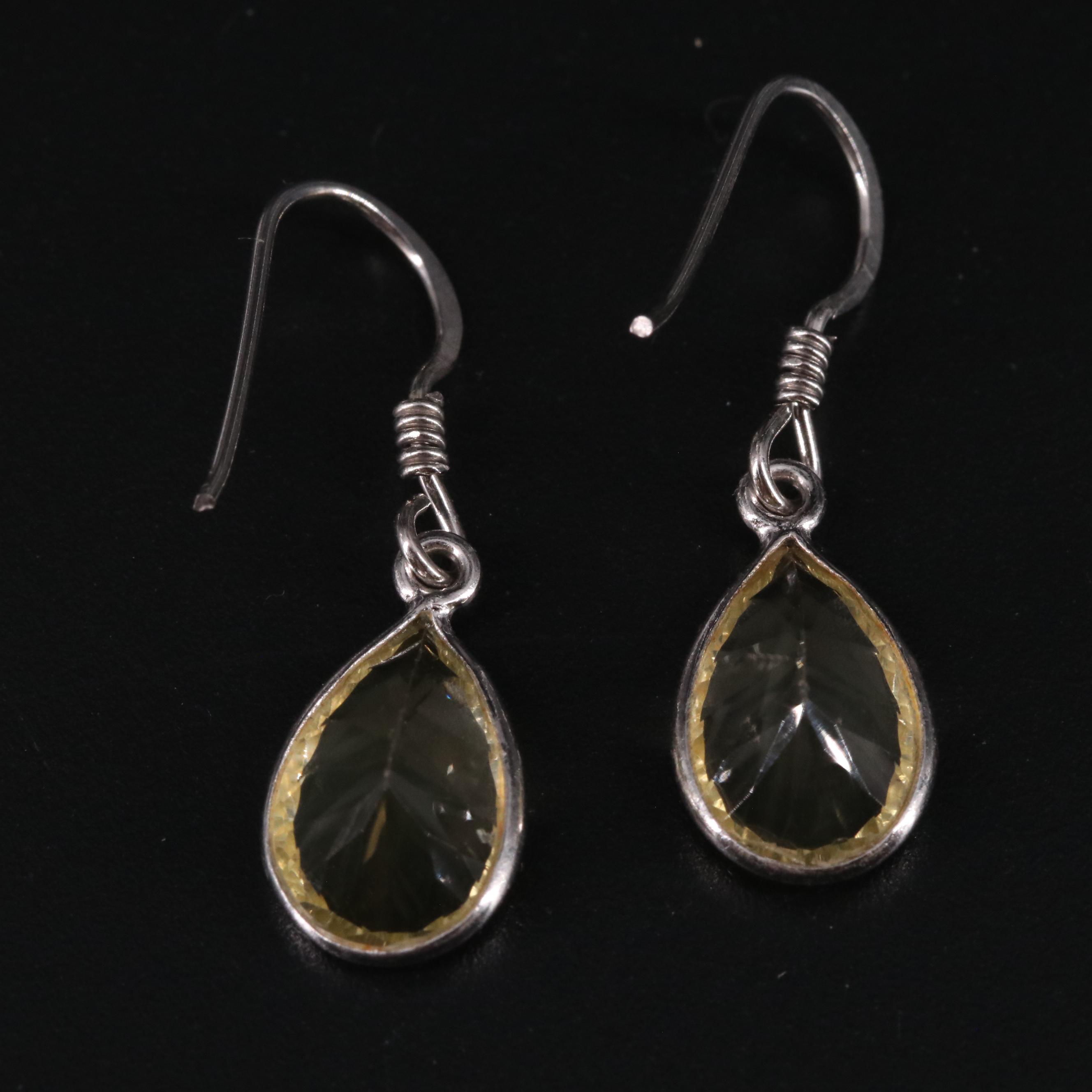 Sterling Lemon Quartz Dangle Earrings
