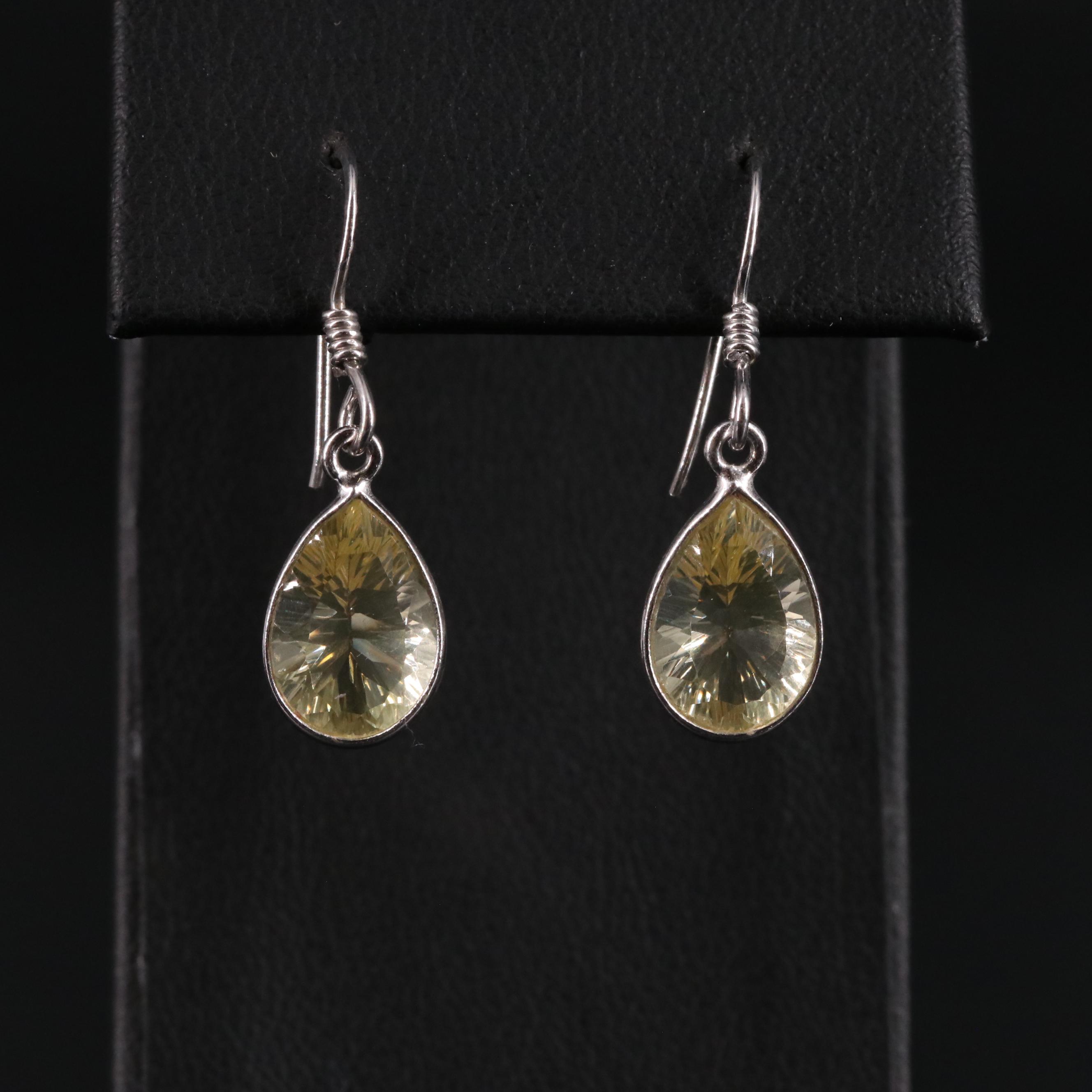 Sterling Lemon Quartz Dangle Earrings