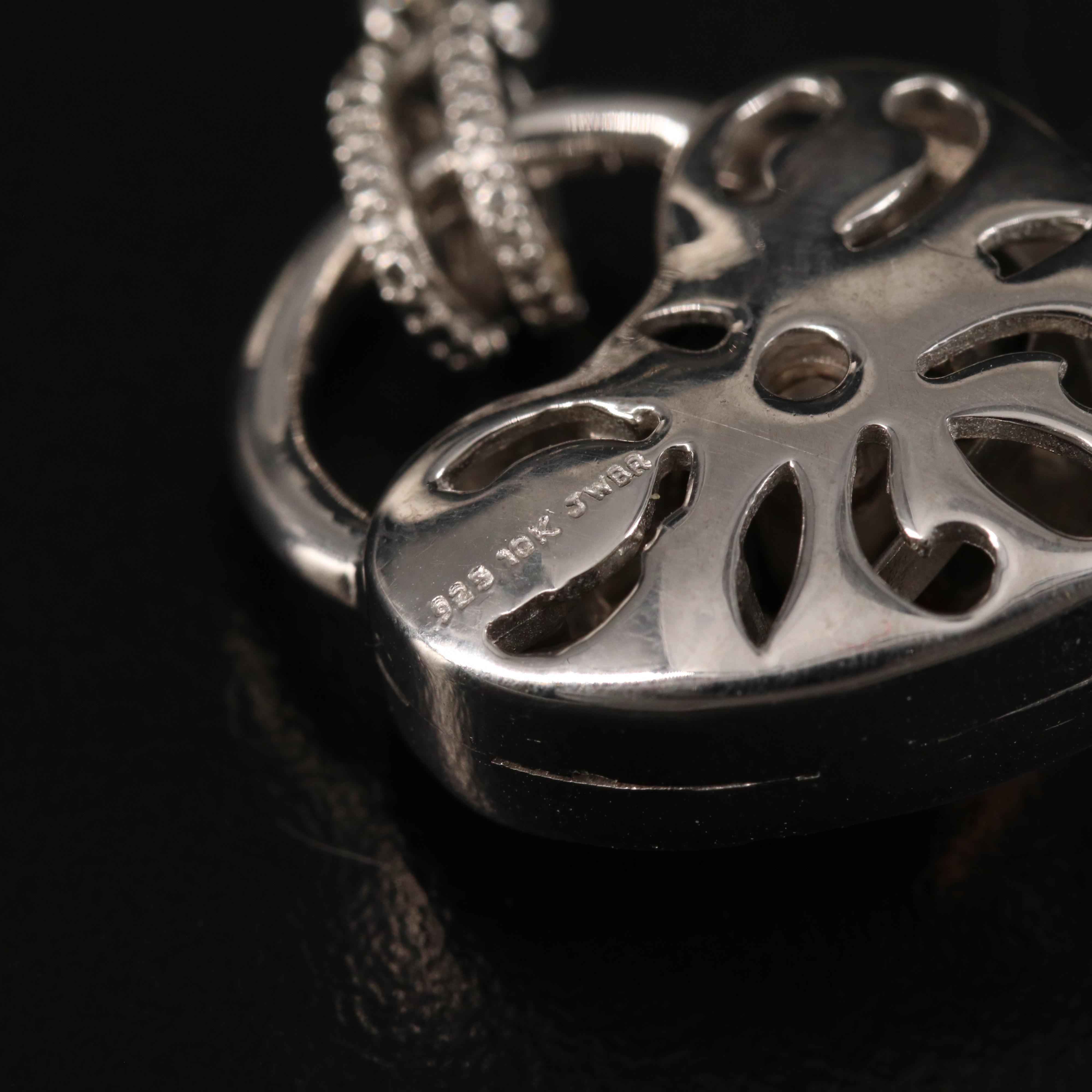 Sterling Diamond Heart Padlock Necklace with 10K Rose Gold Accent