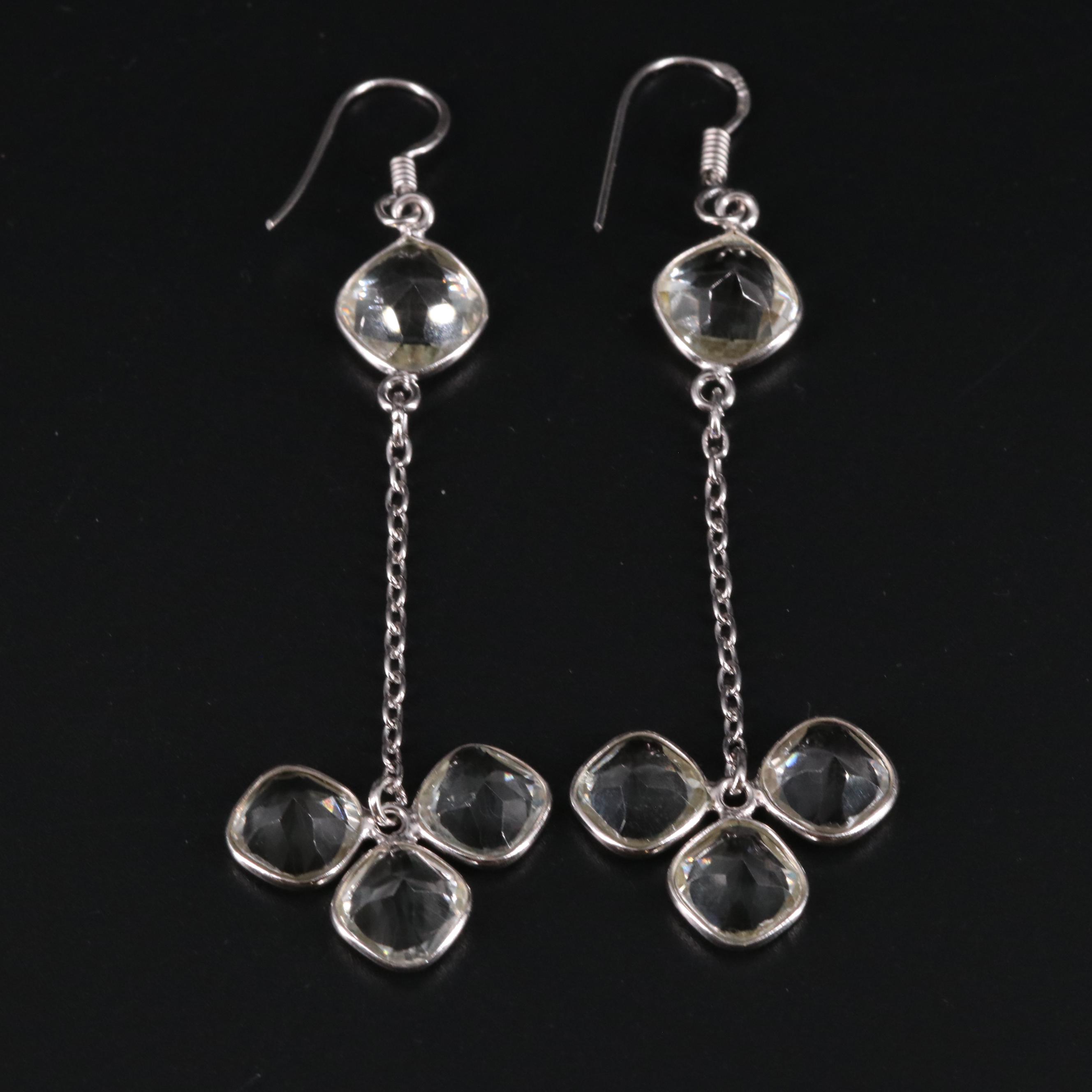 Sterling Green Amethyst Dangle Earrings