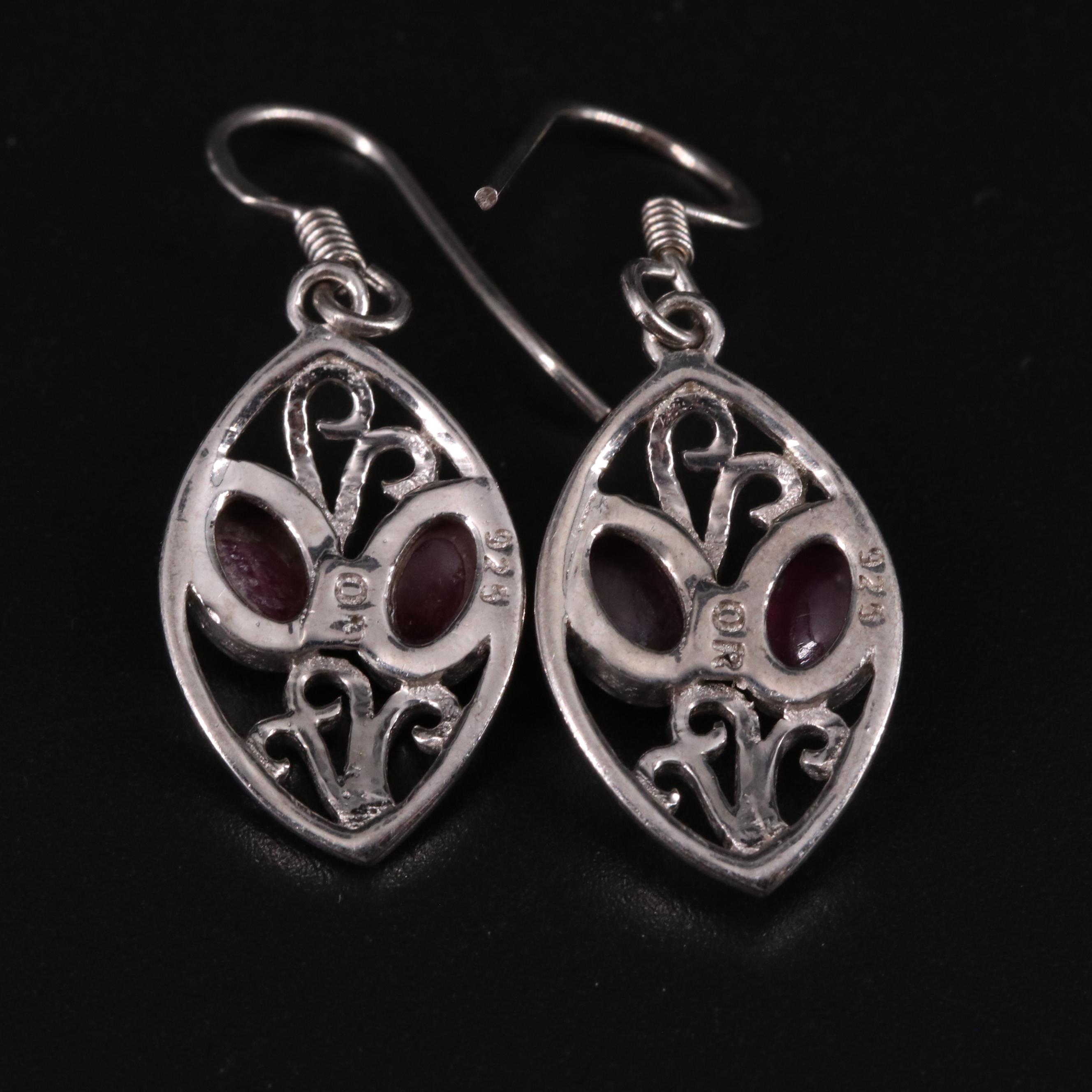 Sterling Ruby Dangle Earrings