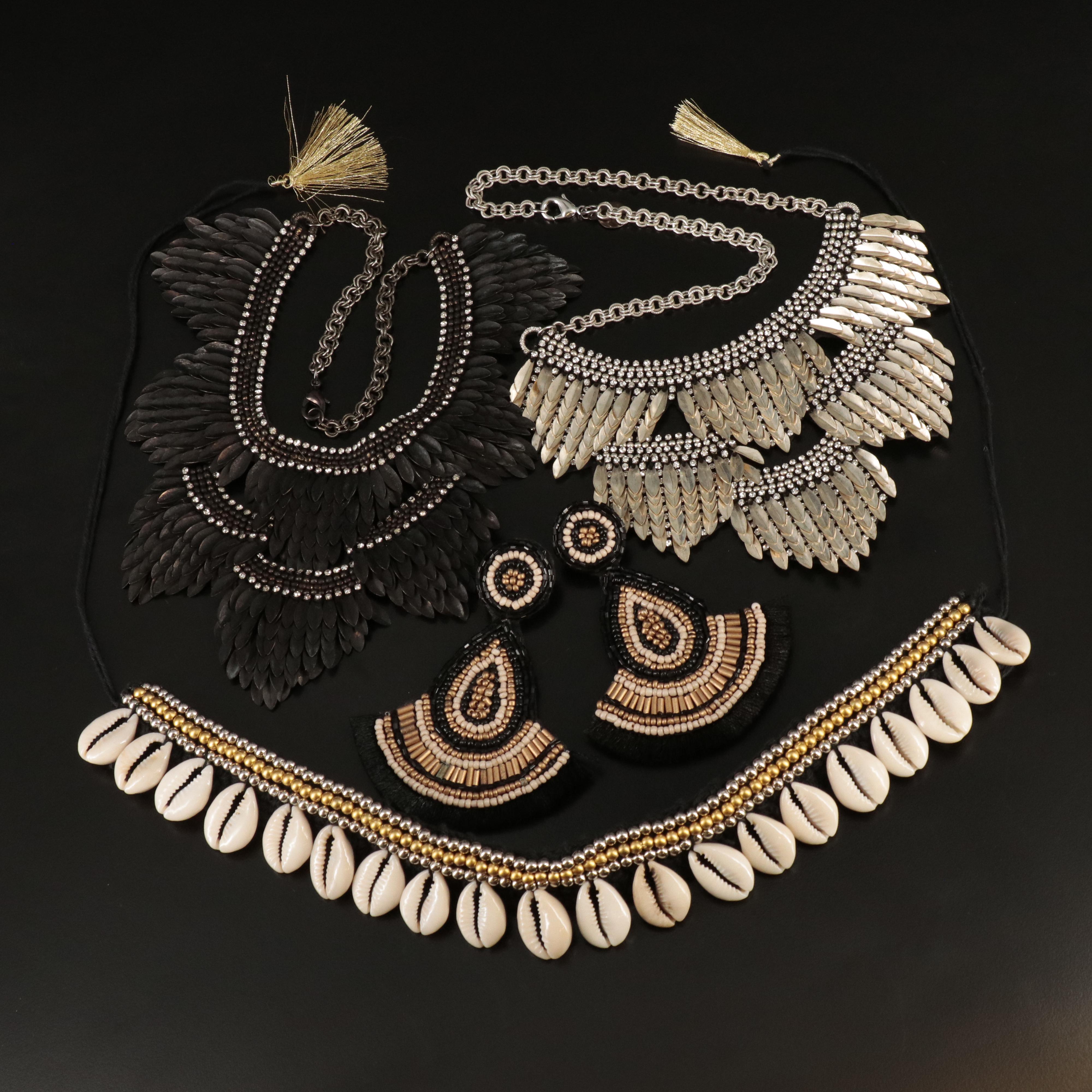 Necklace and Earring Grouping Including Deepa Gurnani Necklaces and Earrings