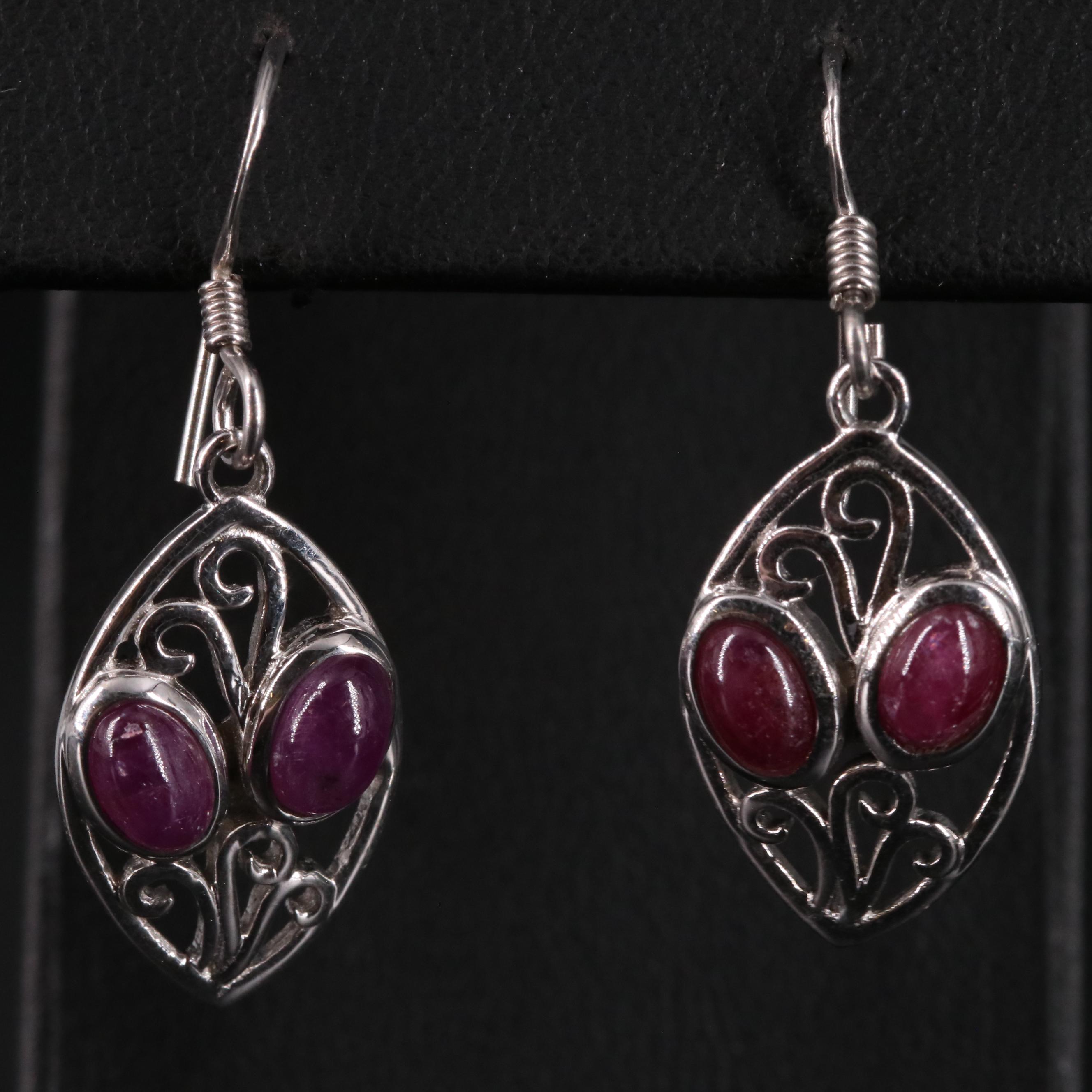 Sterling Ruby Dangle Earrings