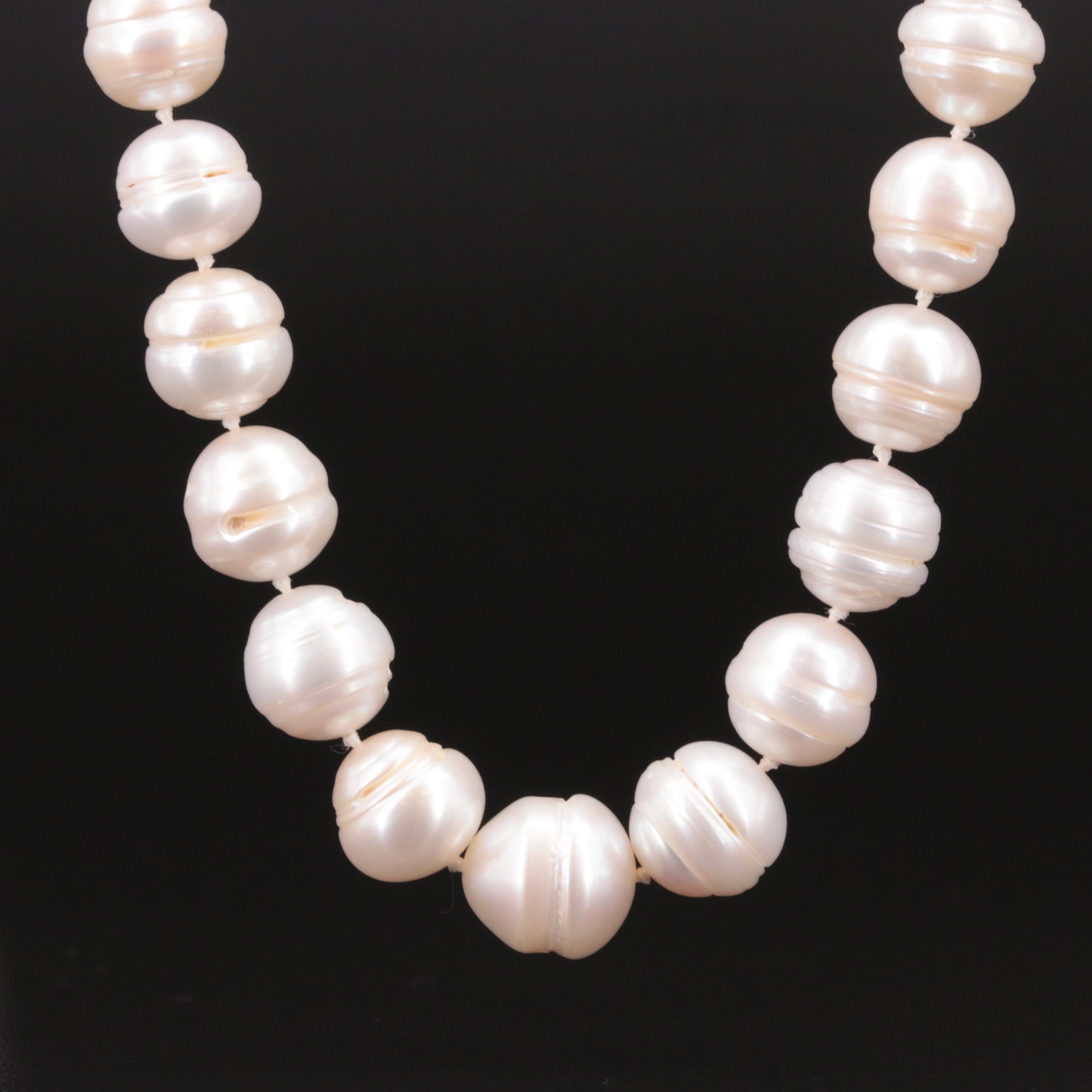 Baroque Circled Pearl Necklace with 14K Clasp
