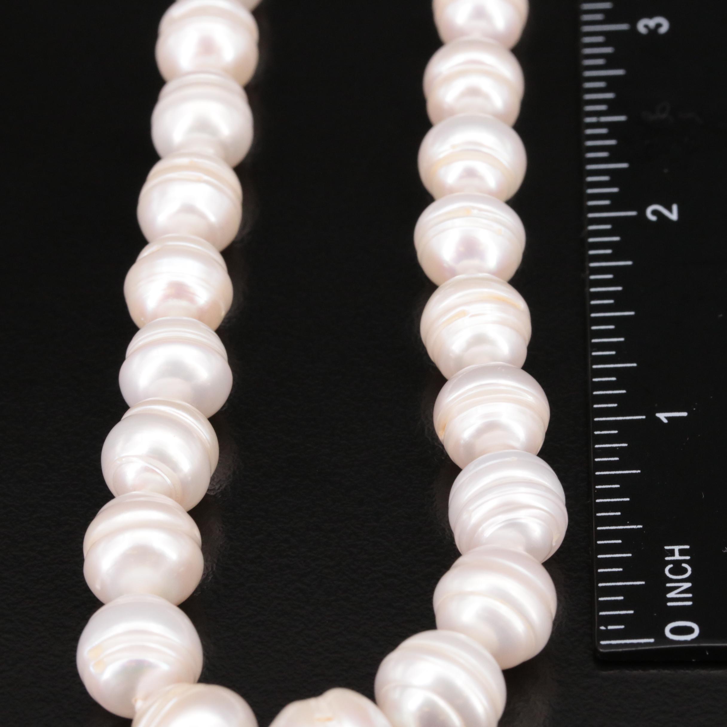Baroque Circled Pearl Necklace with 14K Clasp