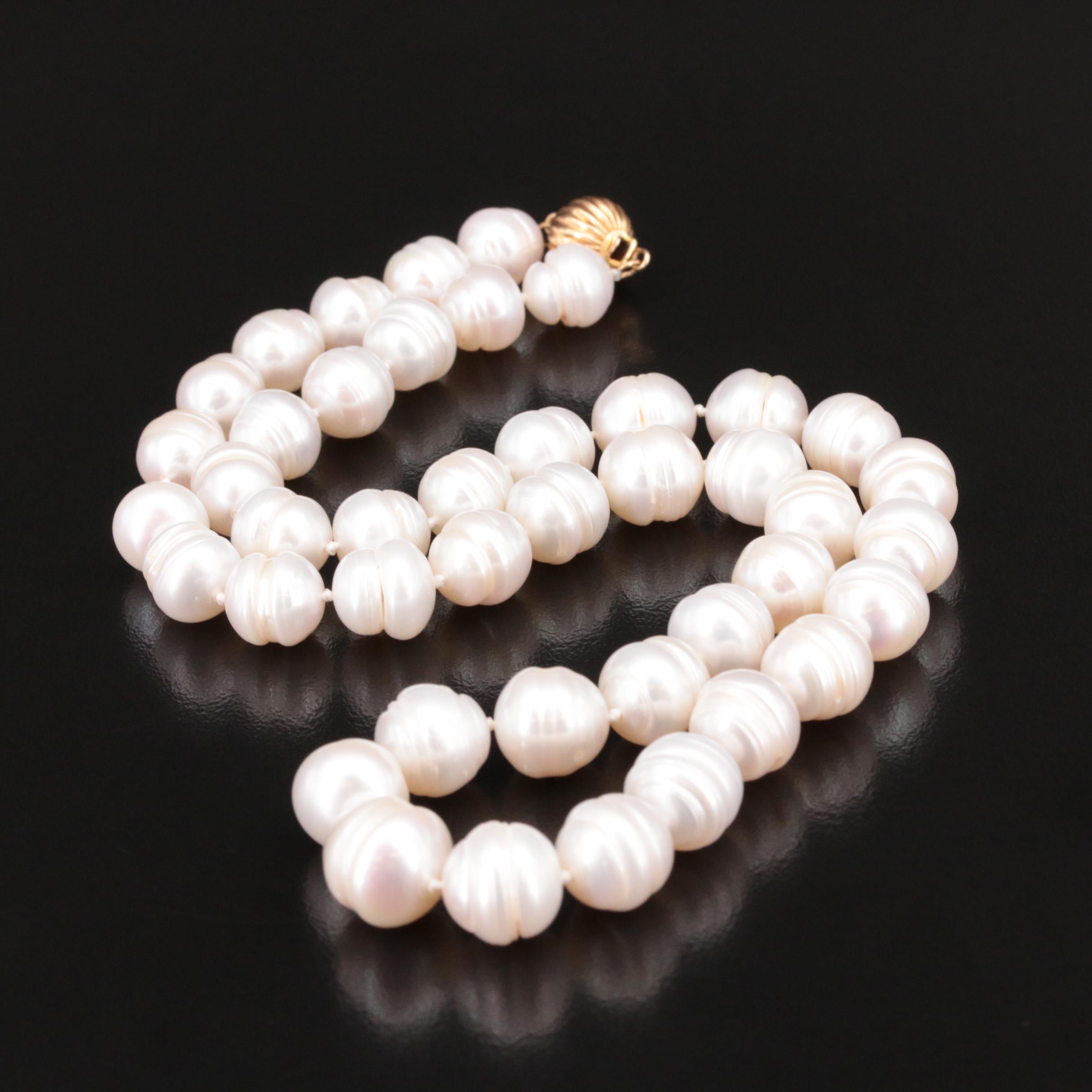 Baroque Circled Pearl Necklace with 14K Clasp
