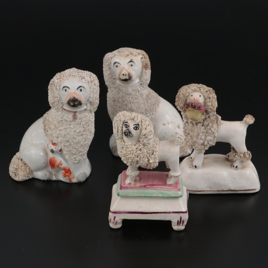 Staffordshire Confetti Poodle Figurines, Mid to Late 19th Century