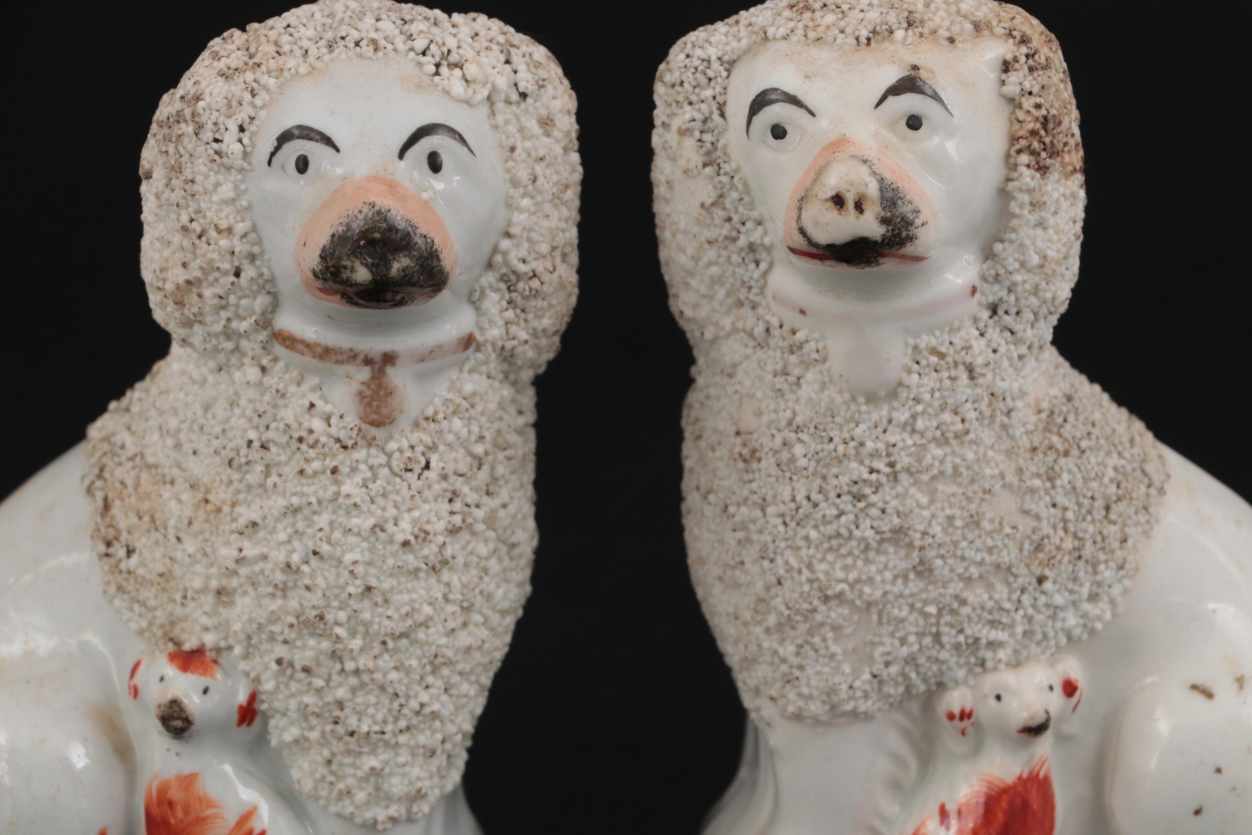 Staffordshire Confetti Poodle Figurines, Mid to Late 19th Century