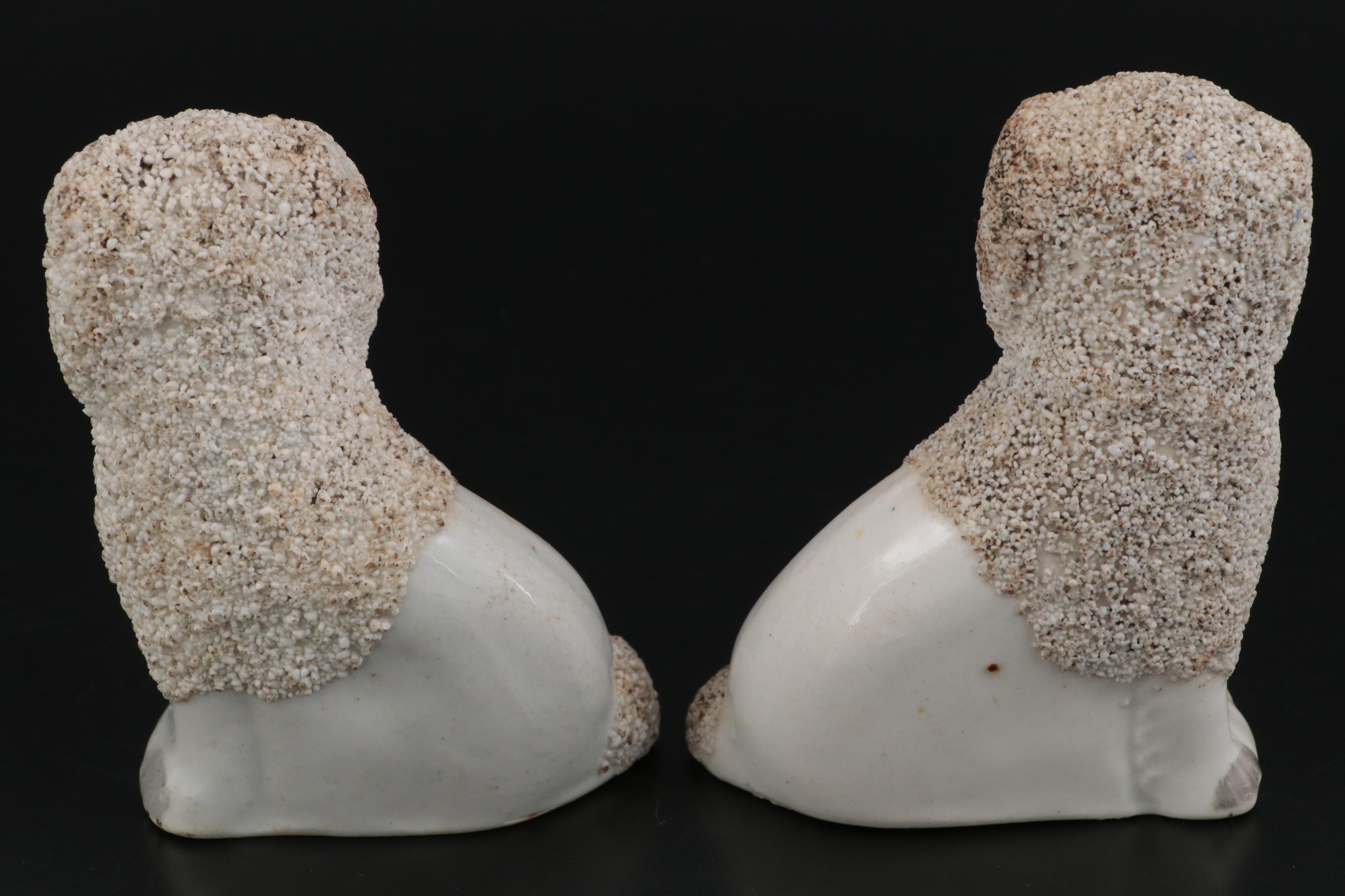Staffordshire Confetti Poodle Figurines, Mid to Late 19th Century