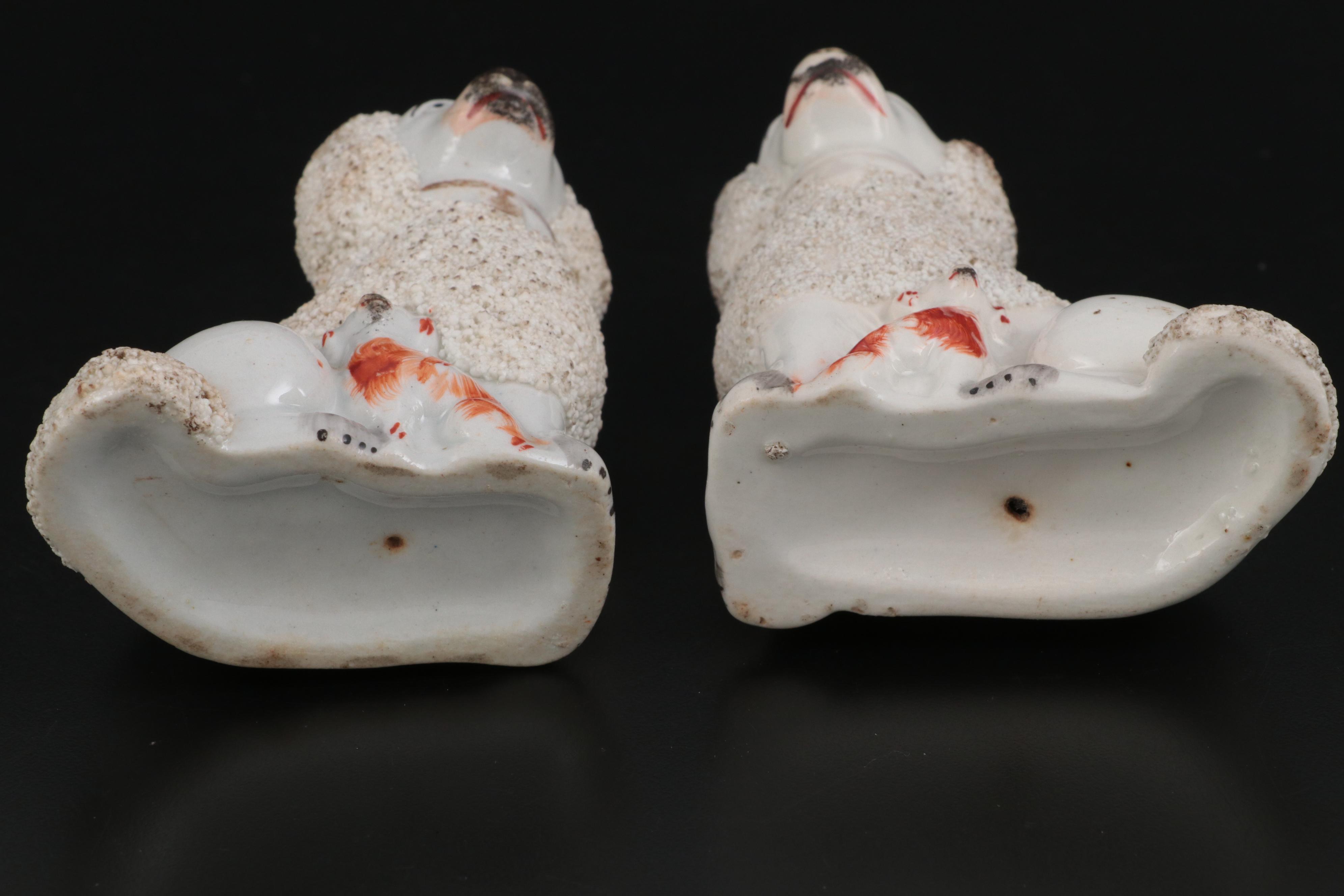 Staffordshire Confetti Poodle Figurines, Mid to Late 19th Century