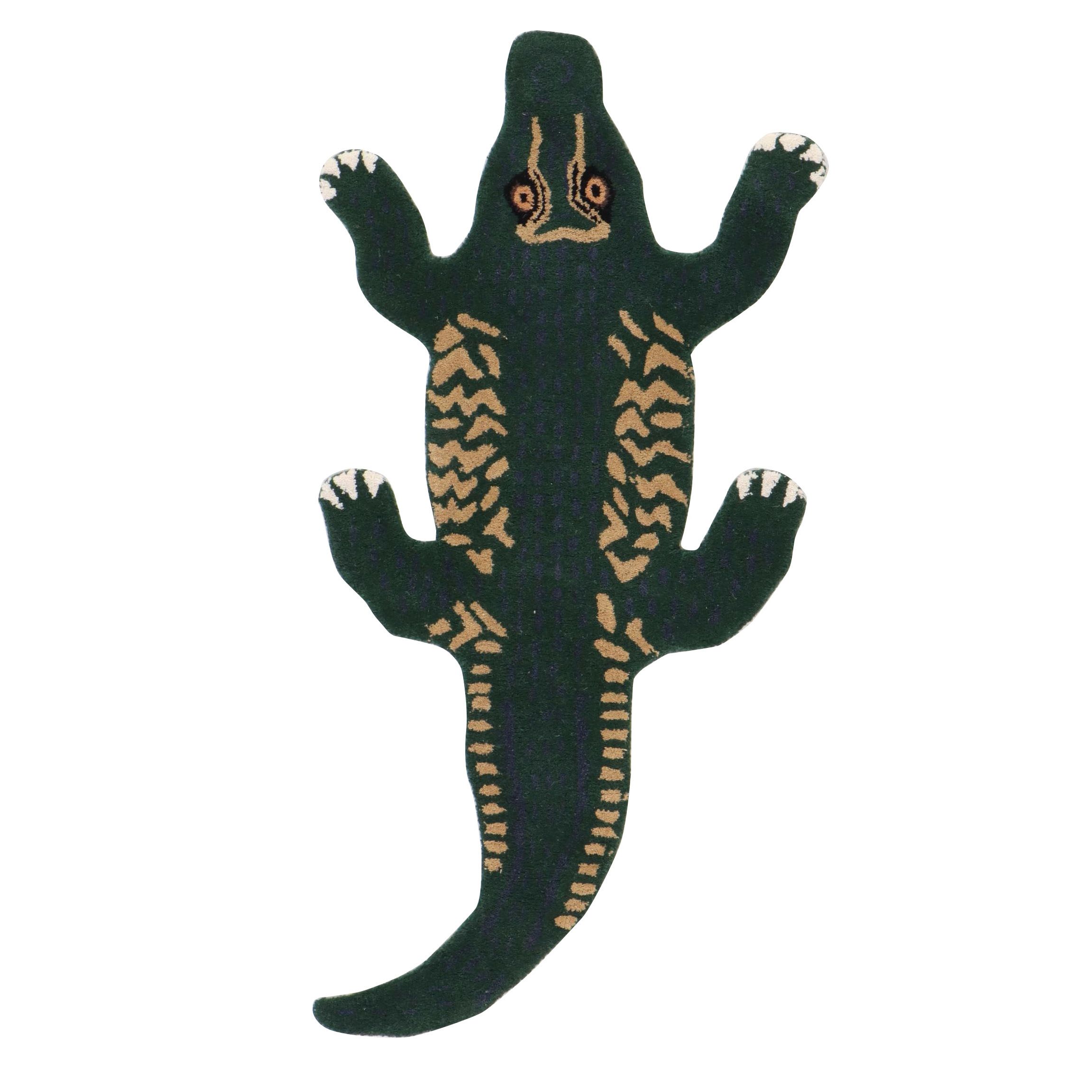 2'11 x 4' Hand-Tufted Crocodile Form Accent Rug