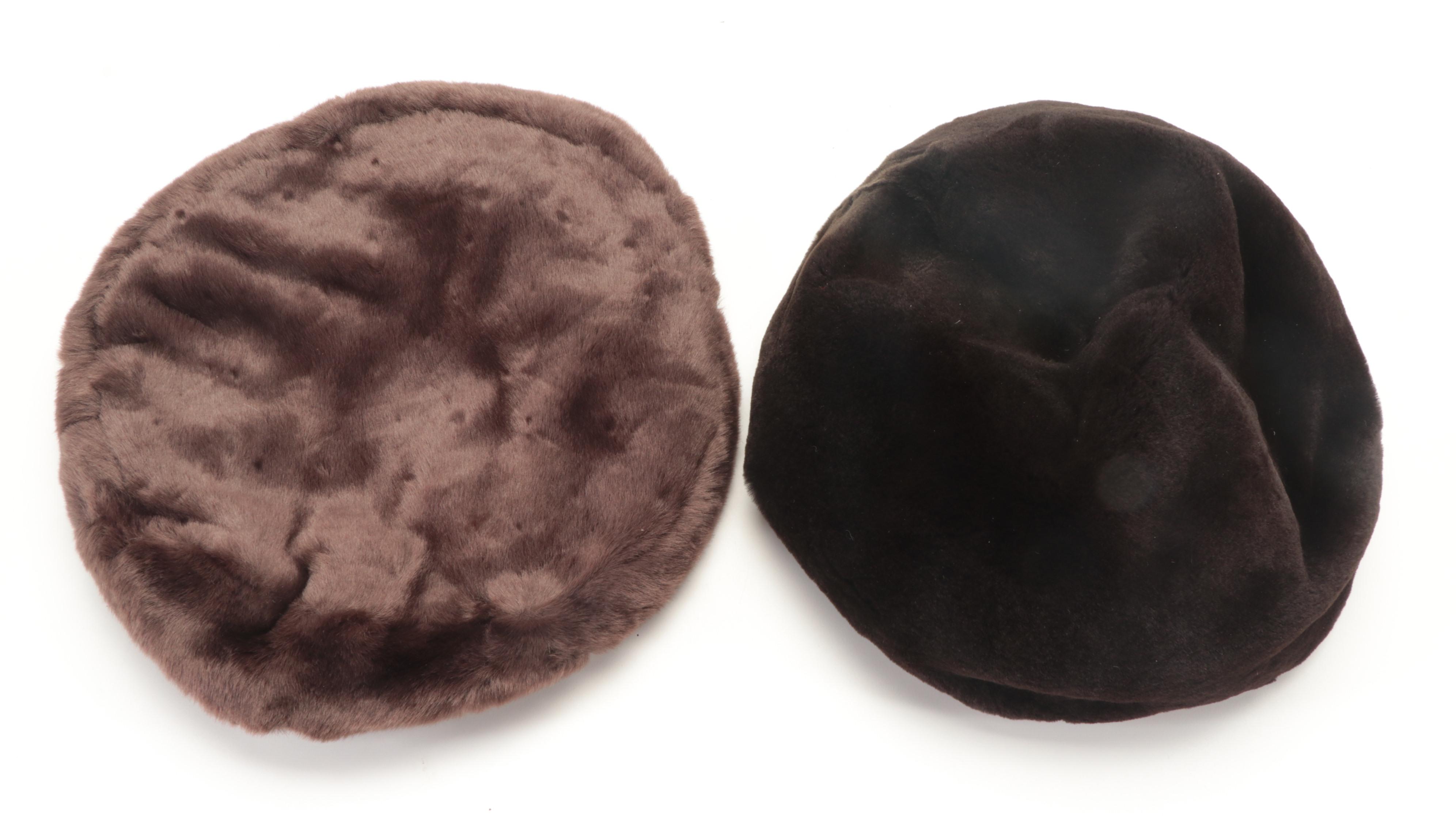 Velveteen and Faux Fur Berets and Bucket Hat