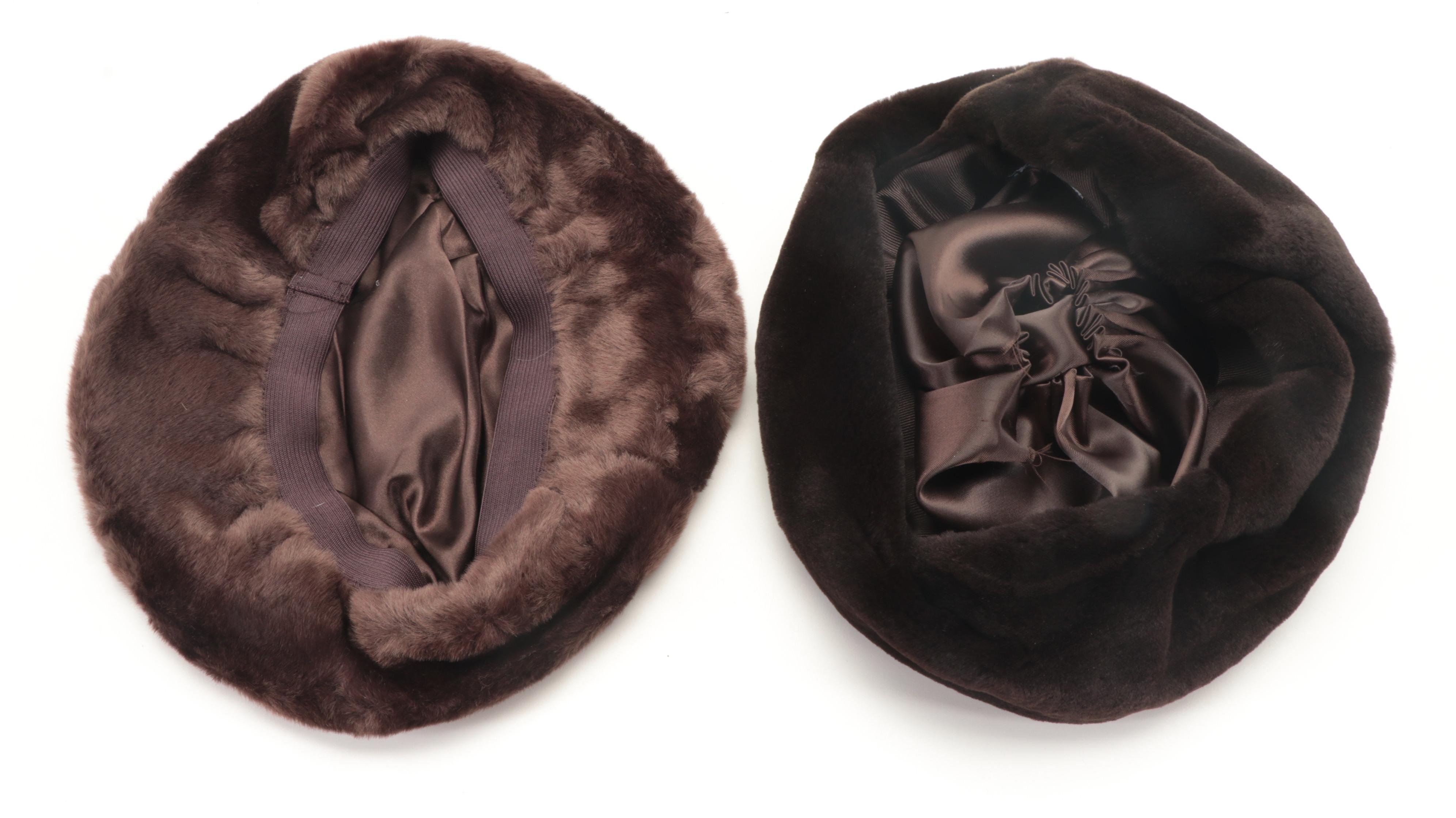 Velveteen and Faux Fur Berets and Bucket Hat