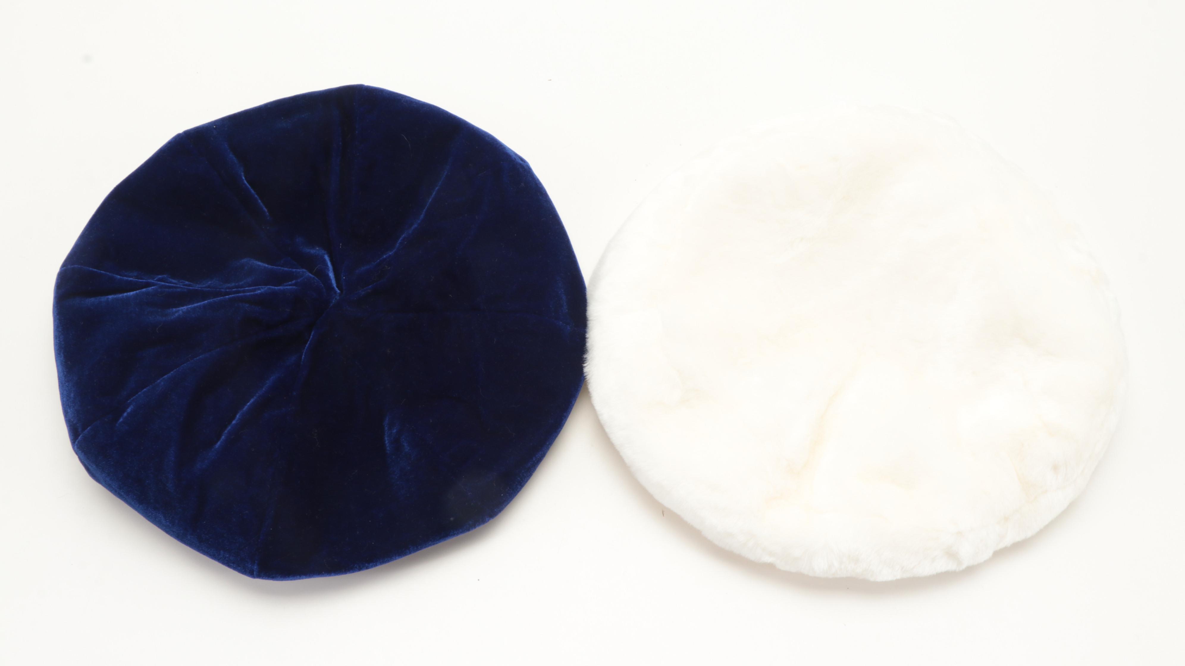 Velveteen and Faux Fur Berets and Bucket Hat