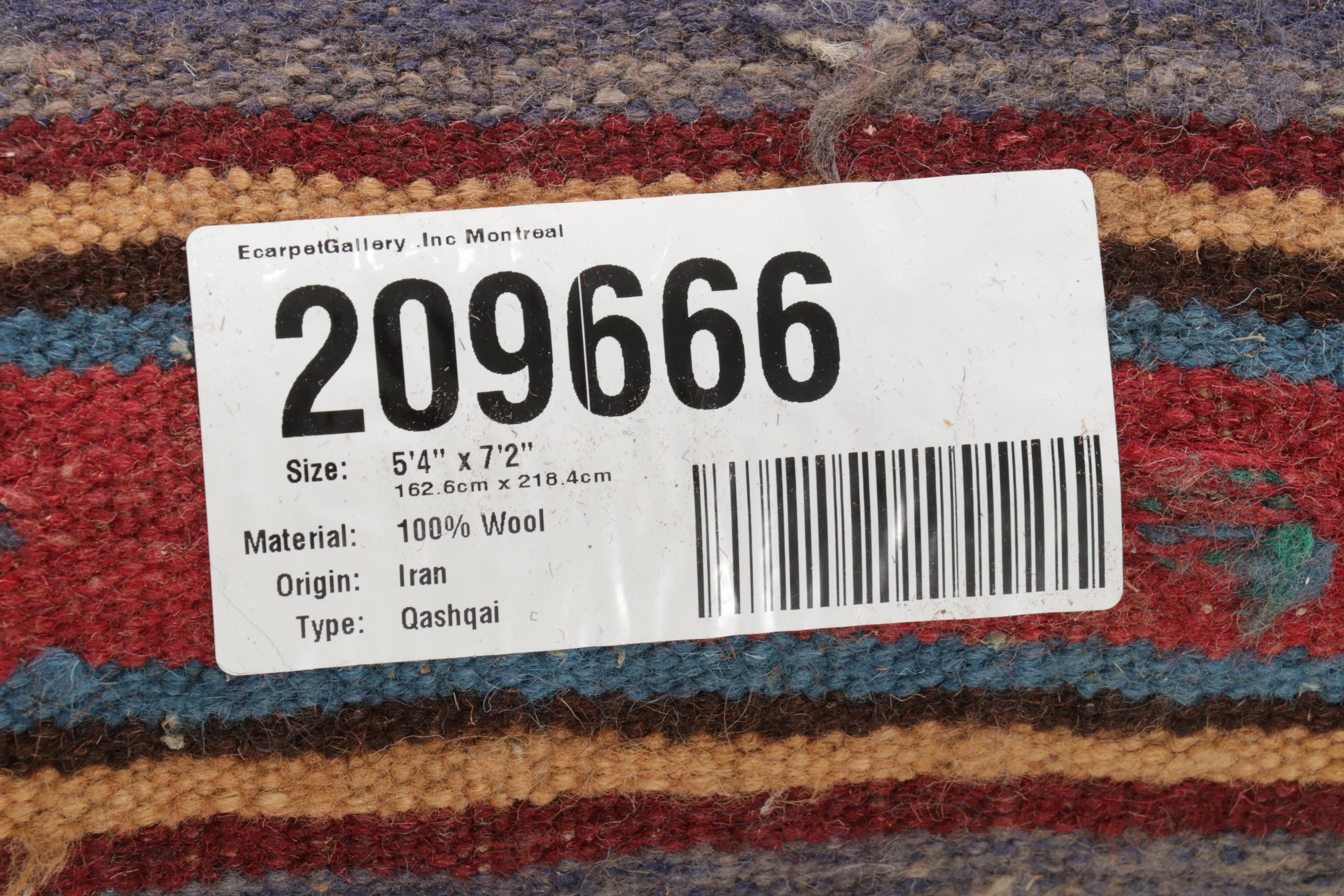 5'3 x 7'3 Handwoven Persian Qashqai Kilim Area Rug