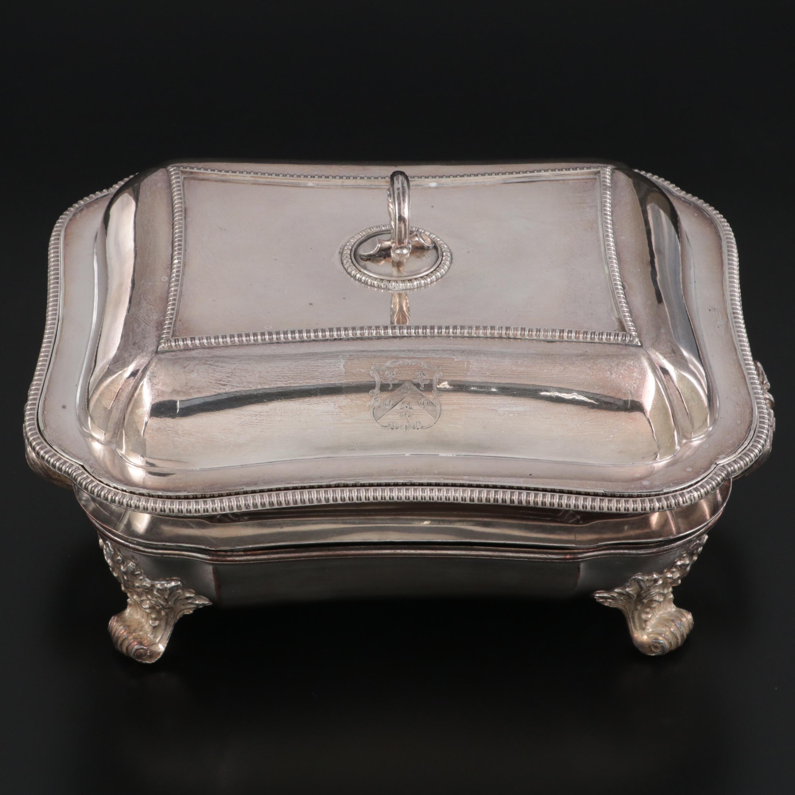 Old Sheffield Silver Plate Entree Dish With Hot Water Stand