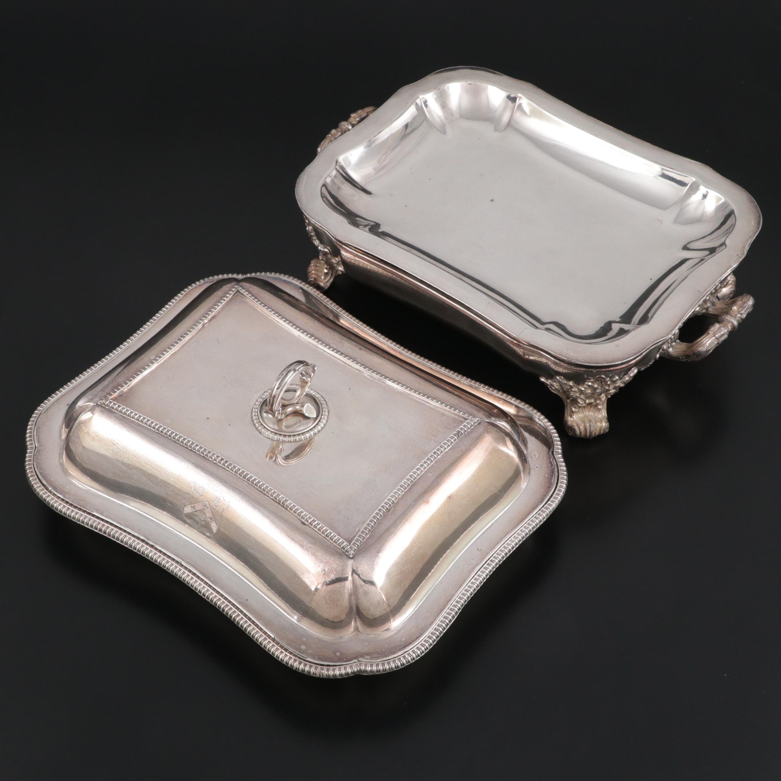 Old Sheffield Silver Plate Entree Dish With Hot Water Stand