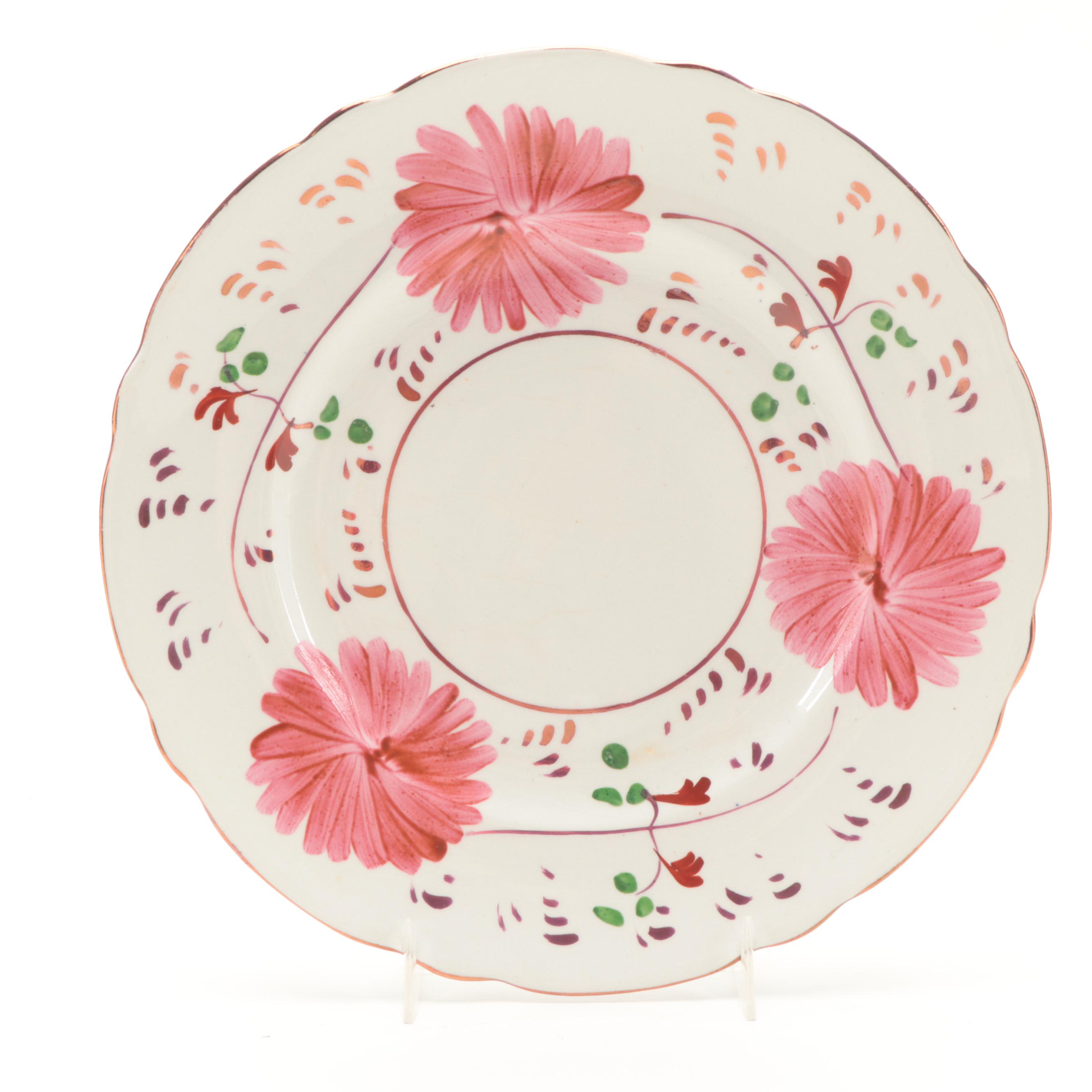 Allertons Ltd. Hand-Painted Lustreware Rimmed Plates, Early 20th Century