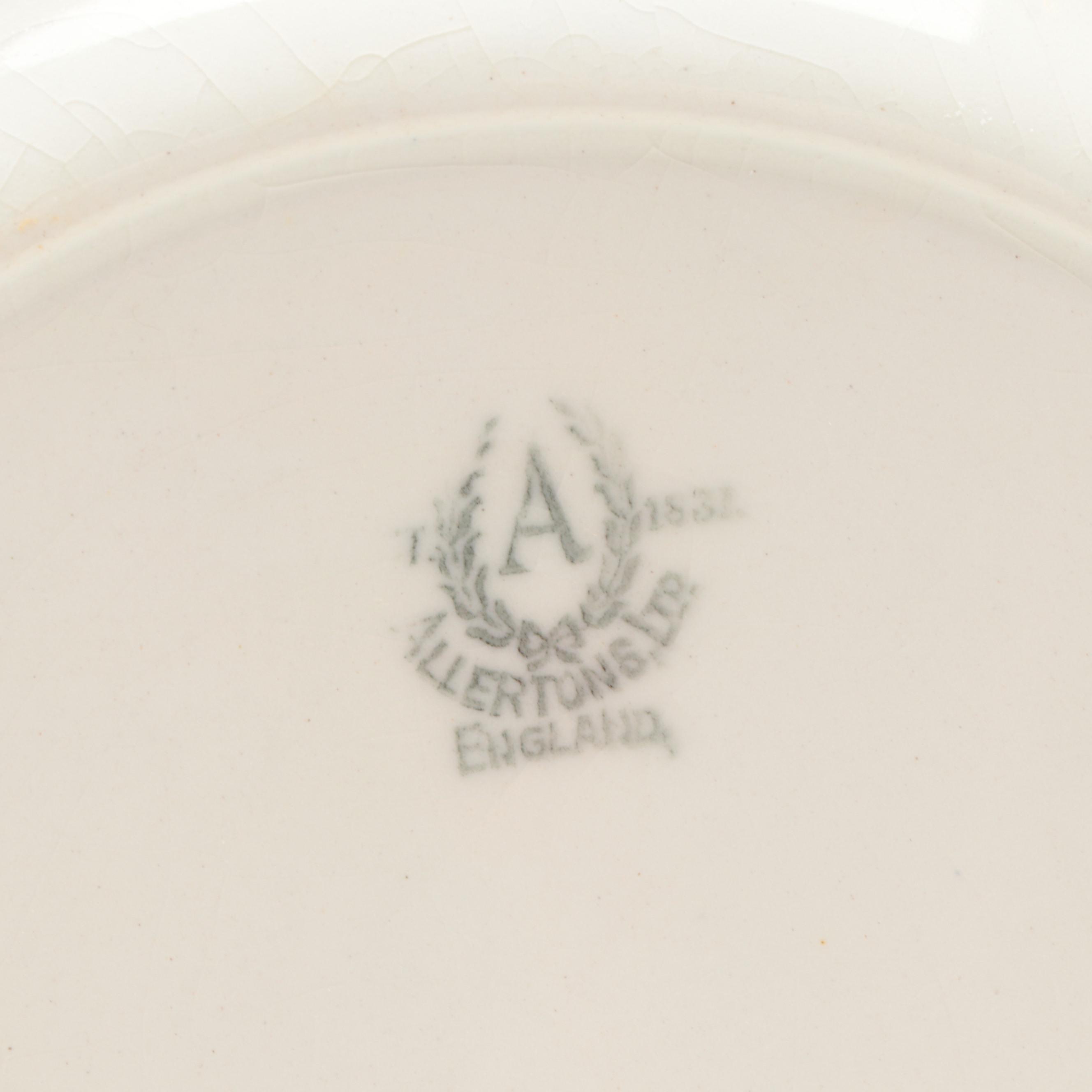 Allertons Ltd. Hand-Painted Lustreware Rimmed Plates, Early 20th Century