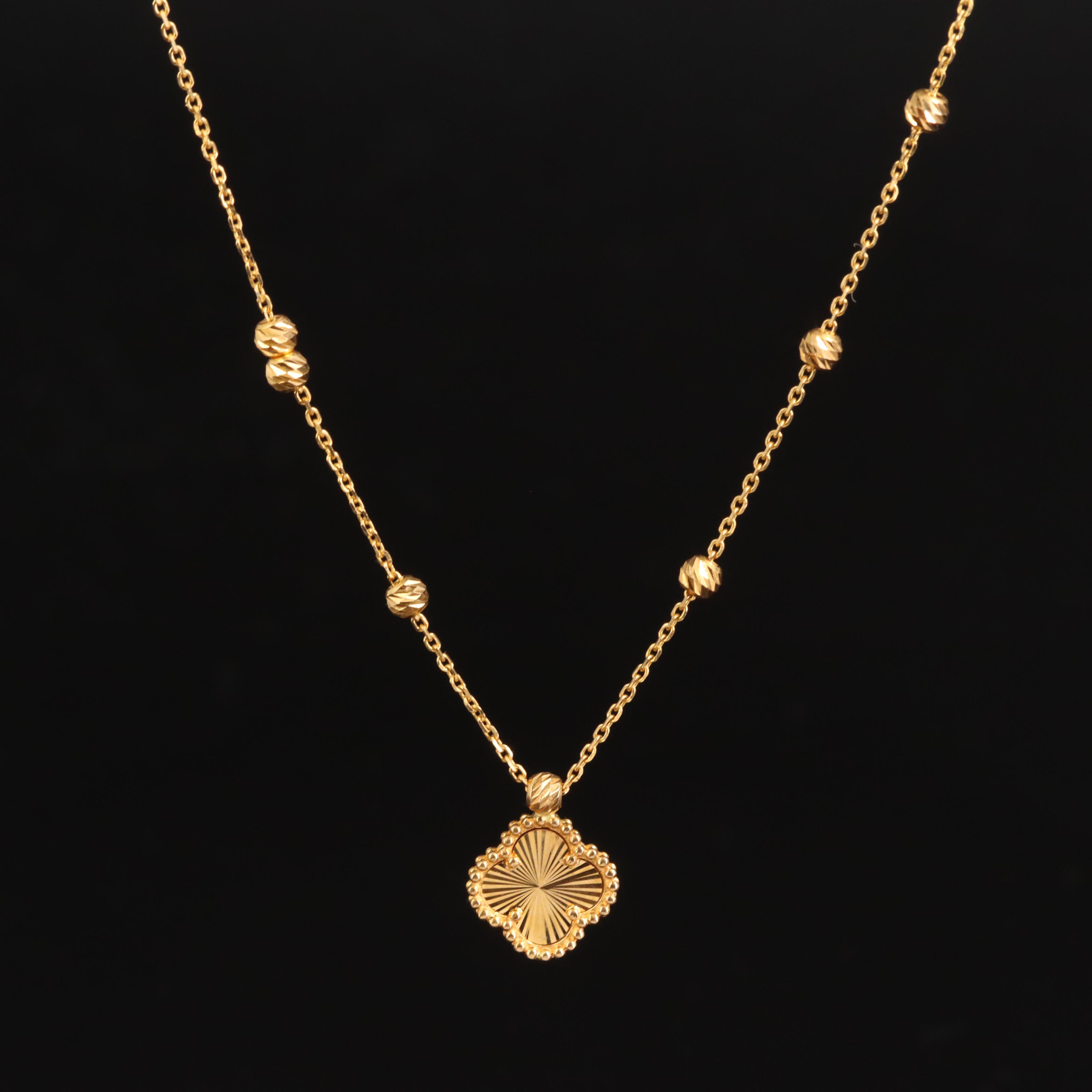 21K Gold Quatrefoil Pendant Necklace