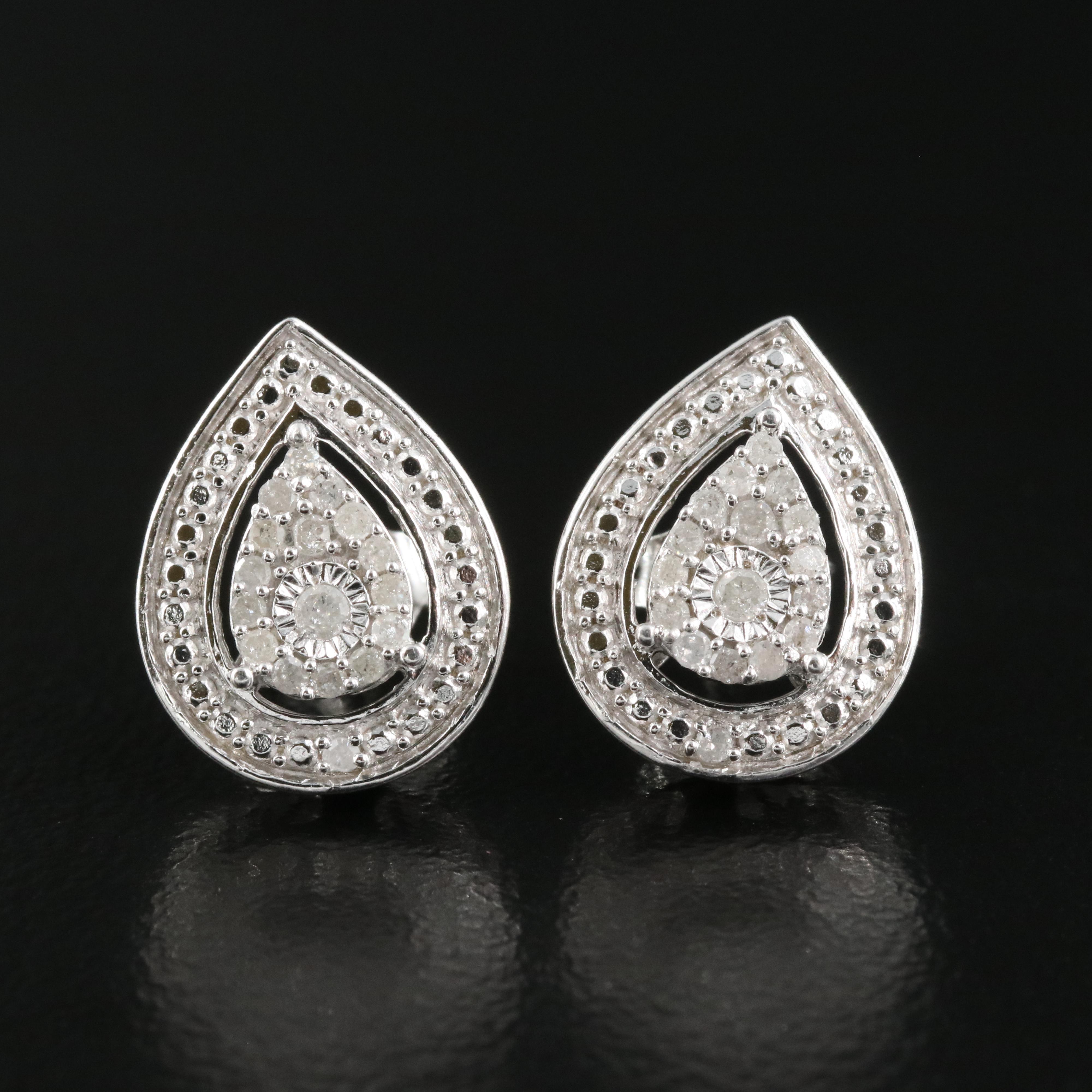Sterling Diamond Stud Earrings