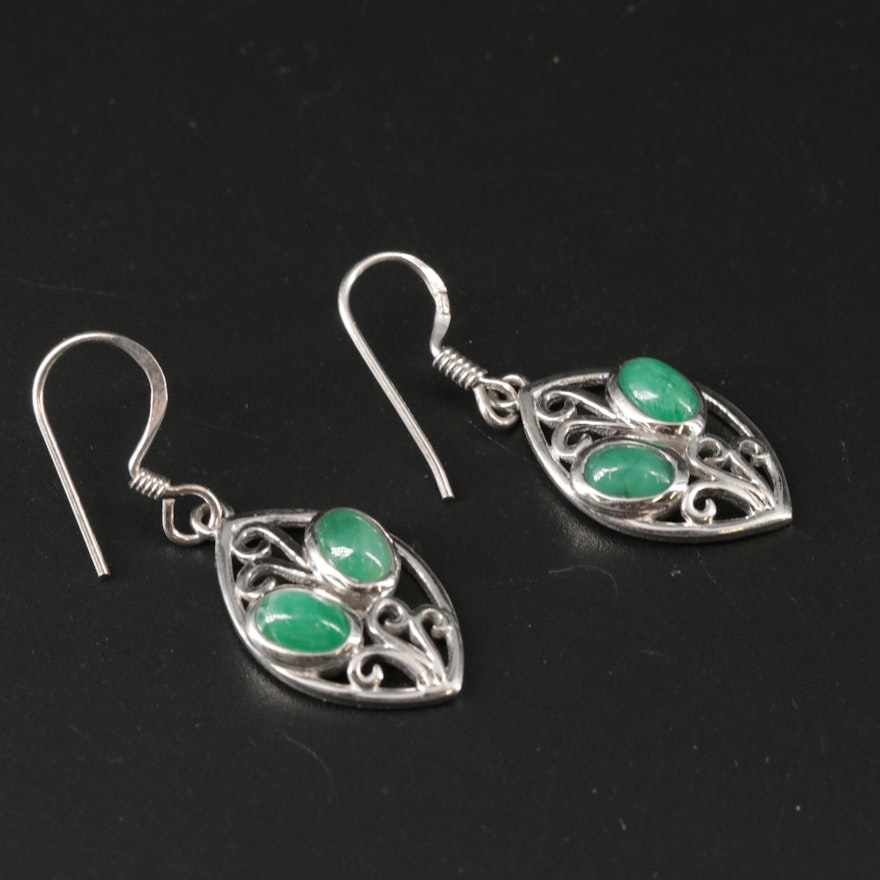 Sterling Emerald Dangle Earrings